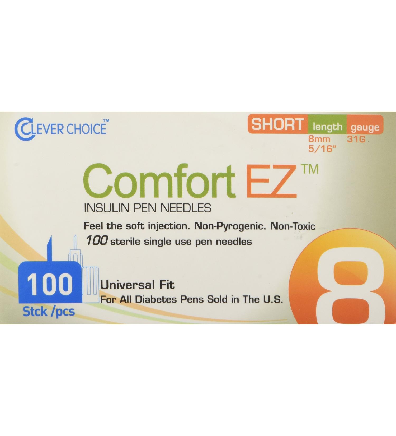 Clever Choice Comfortez 31g 8mm Insulin Pen Needles - 100 Count | Diabetes Supplies - Buy Online on GoSupps.com