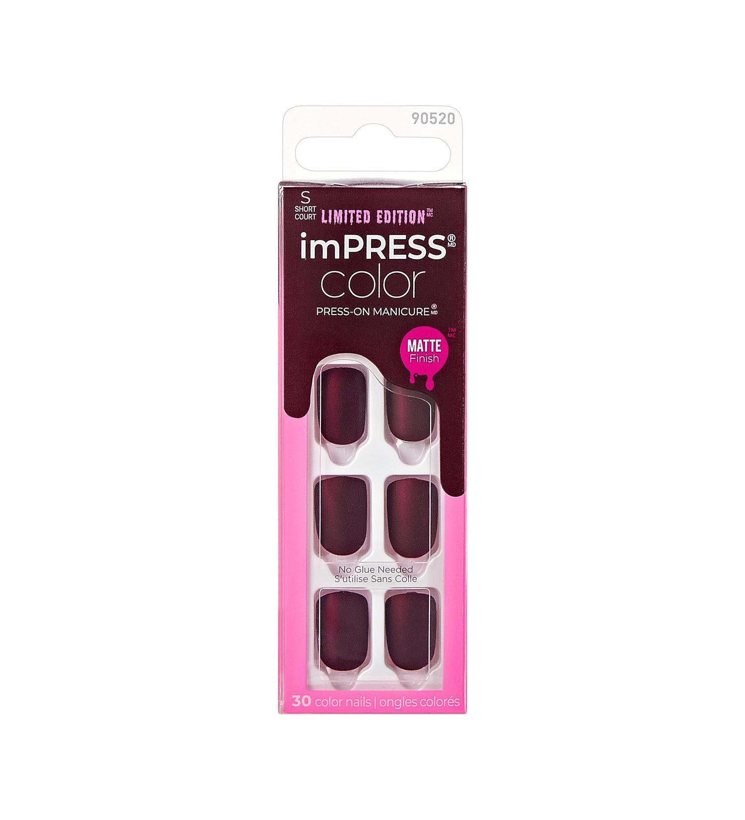 Buy KISS imPRESS Halloween Press-On Manicure - Solid Red Short Square Shape Chip & Smudge Proof Waterproof - Includes Nail File & 30 Fake Nails - Buy Online on GoSupps.com