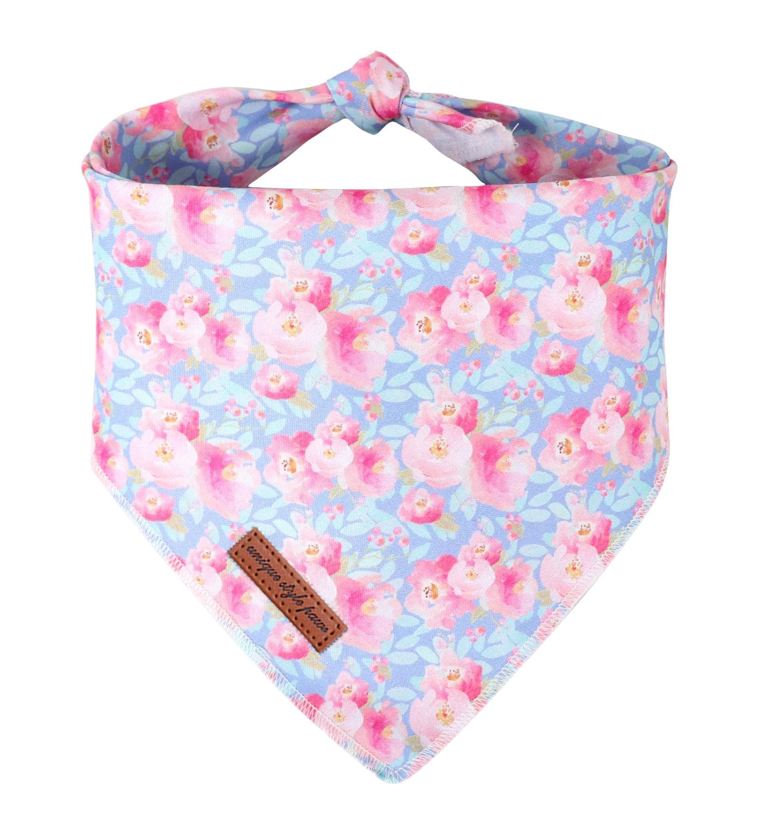 Shop Unique Summer Dog Triangle Neck Scarf - High-Quality Pink Flower Design for Small Medium and Large Dogs & Cats - Buy Online on GoSupps.com