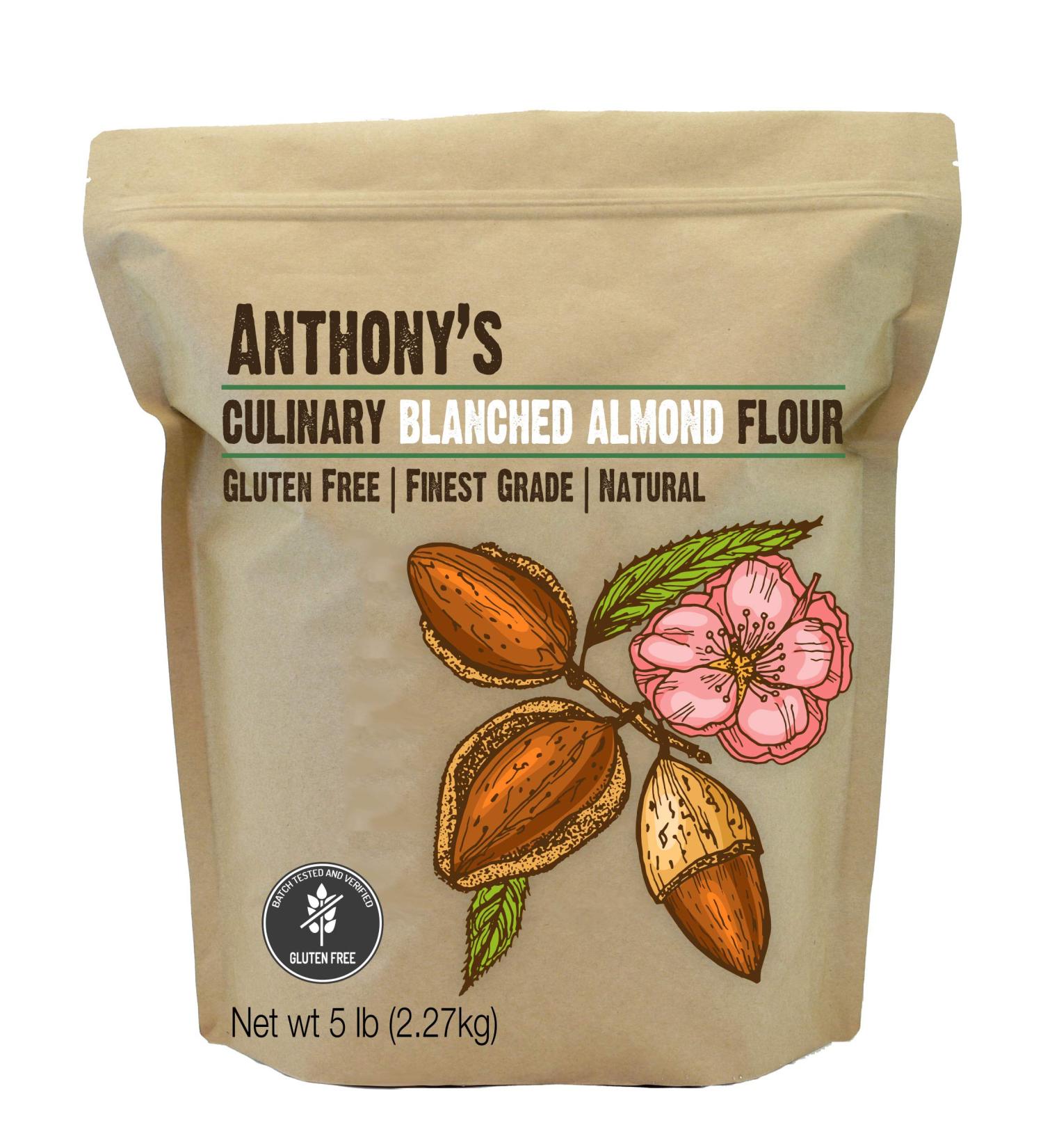 Anthony's Blanched Almond Flour 5 lb - Culinary Grade, Batch Tested, Gluten Free & Keto Friendly - Buy Online on GoSupps.com