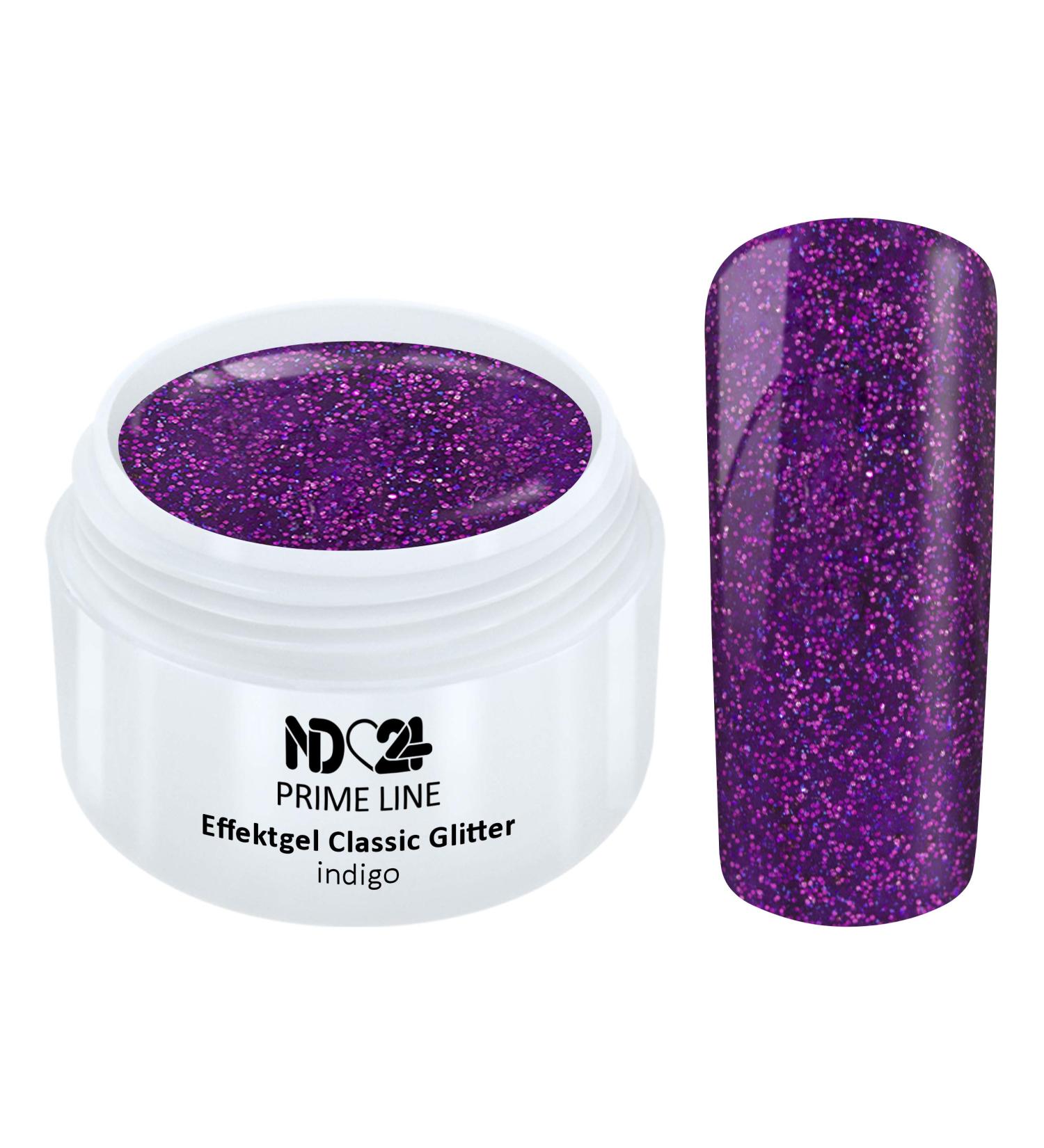 Prime Line - Uv Led Gel Glitter Indigo Glitter Purple Studio Quality - Made in Germany - 5ml