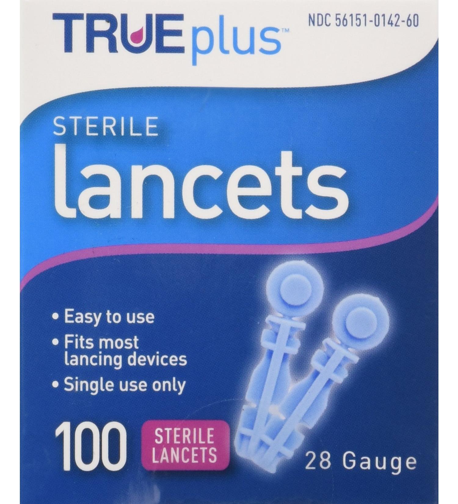 TRUEplus Sterile Lancets 28 Gauge 100 Count - Pack of 1 - Buy Online on GoSupps.com