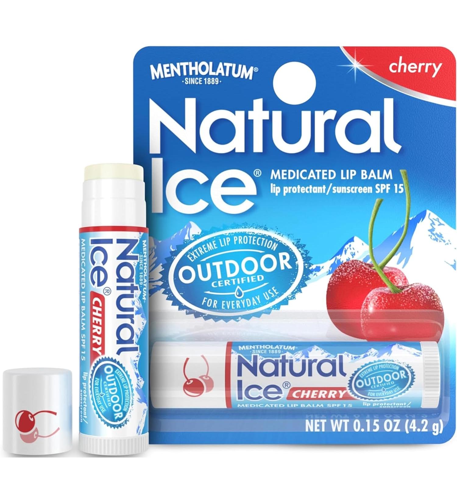 Mentholatum Natural Ice Lip Balm - Cherry  - 0.15 Oz. - Buy Online on GoSupps.com