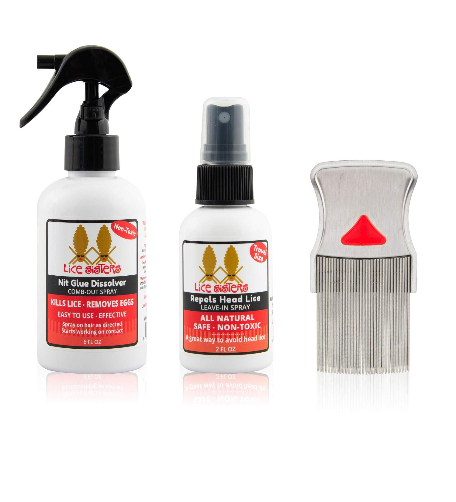 Lice Sisters Lice Treatment Kit - Nit Glue Dissolver, Repel Prevention Spray, Comb - Small Size - Buy Online on GoSupps.com
