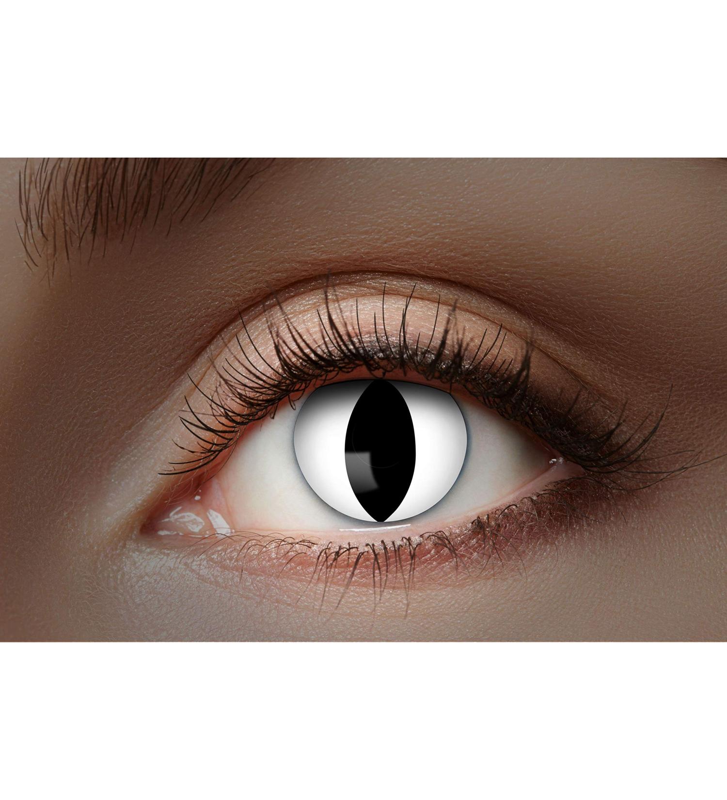 Eyecatcher Colored UV Contact Lenses - White Glow 12-Month Wear Perfect for Carnival Mardi Gras & Halloween | 1 Pair - Buy Online on GoSupps.com