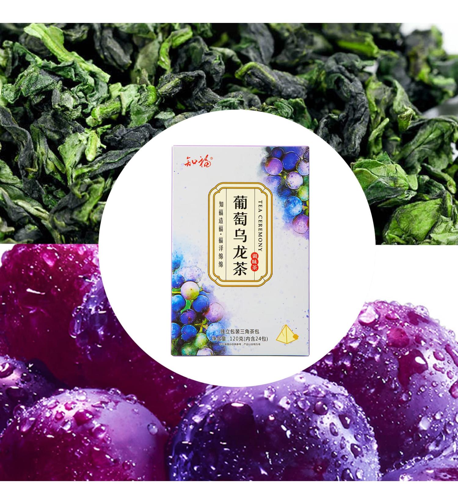 Grape Oolong Tea Bags Yellow Green Bright Healthy 24 Count Leisure Drinks Fruit Tea Fragrant for Free Time - Buy Online on GoSupps.com