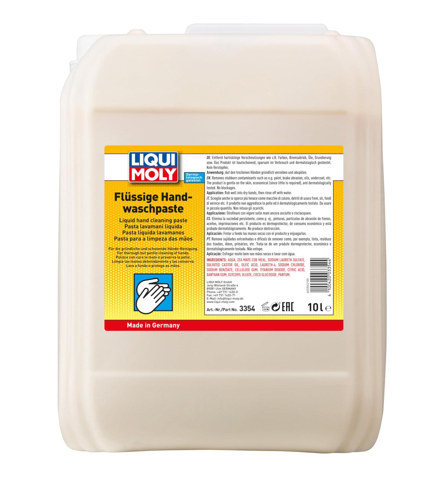 LIQUI MOLY Liquid Hand Wash Paste | 10 L | Skin Care | Item No.: 3354 10 l (1 pack)