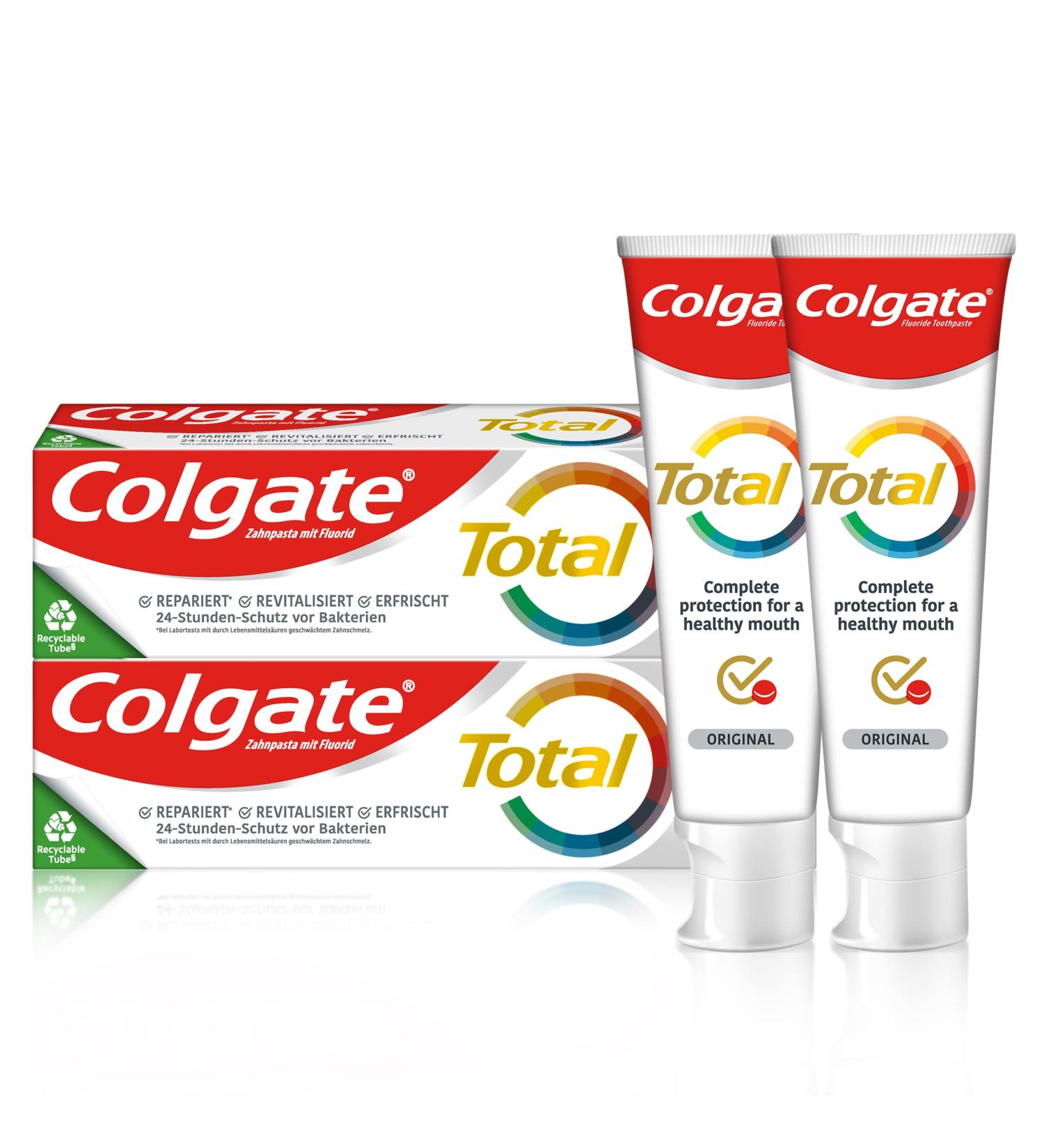 Colgate Toothpaste Total Original 2x75ml - 12-Hour Protection Cleans Teeth & Gums - Healthy Mouth Care (150ml Pack) - International Shipping Available - Buy Online on GoSupps.com