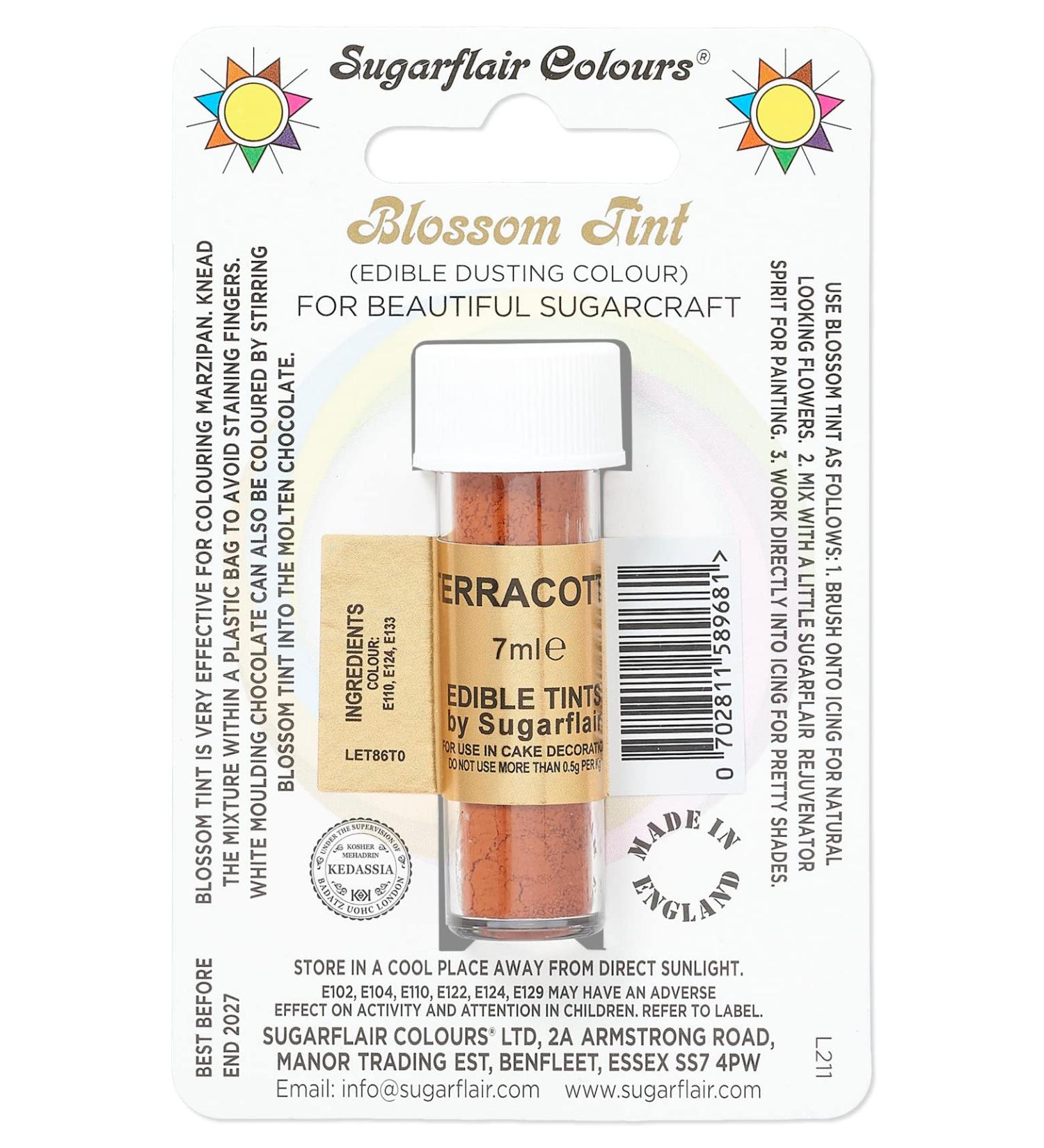 Sugarflair Terracotta Blossom Tint Food Colouring and Dusting Powder Matt Finish Brush On or Mix with Rejuvenator Spirit to Create a One of A Kind Cake - 7ml