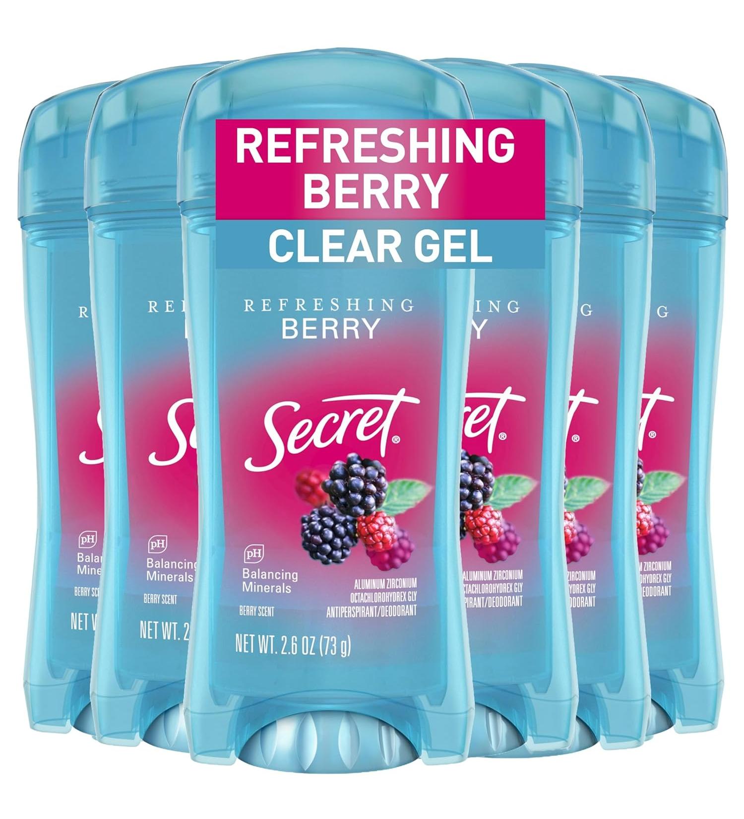 Buy Secret Antiperspirant & Deodorant for Women - 48 Hr Odor Protection Clear Gel Berry Scent Pack of 6 - International Shipping Available - Buy Online on GoSupps.com