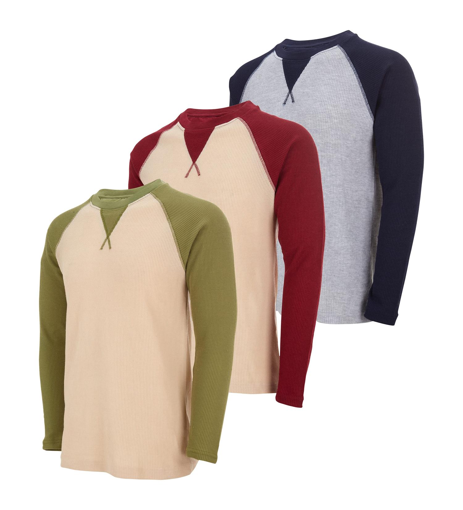 Mens Thermal Long Sleeve Henley Shirt - Lightweight Base Layer for T-shirts & Jackets - 3-Pack Set - Buy Online on GoSupps.com