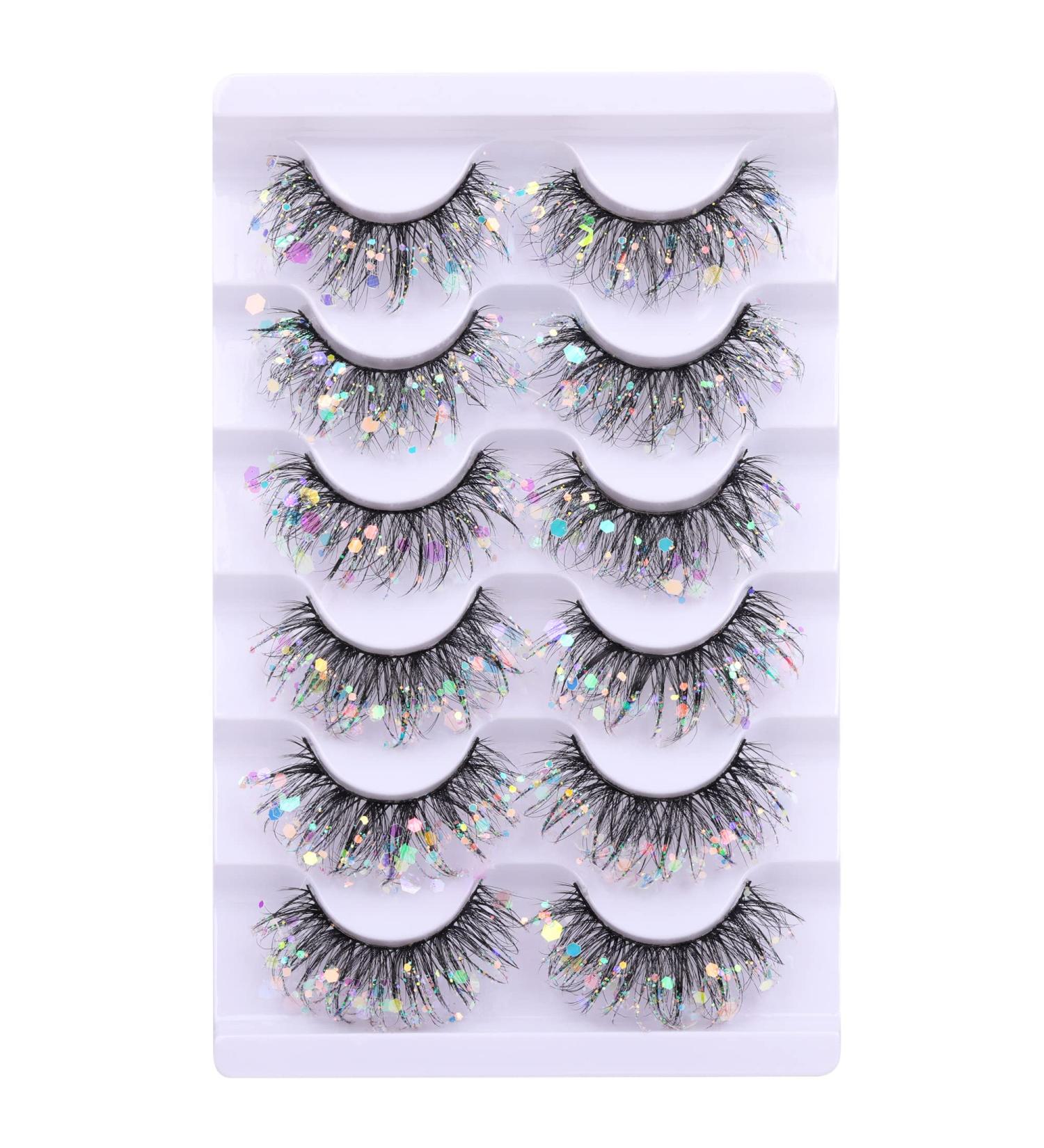 Wiwoseo Shining False Eyelashes - Colorful, Fluffy Faux Mink for Christmas & New Year - Buy Online on GoSupps.com