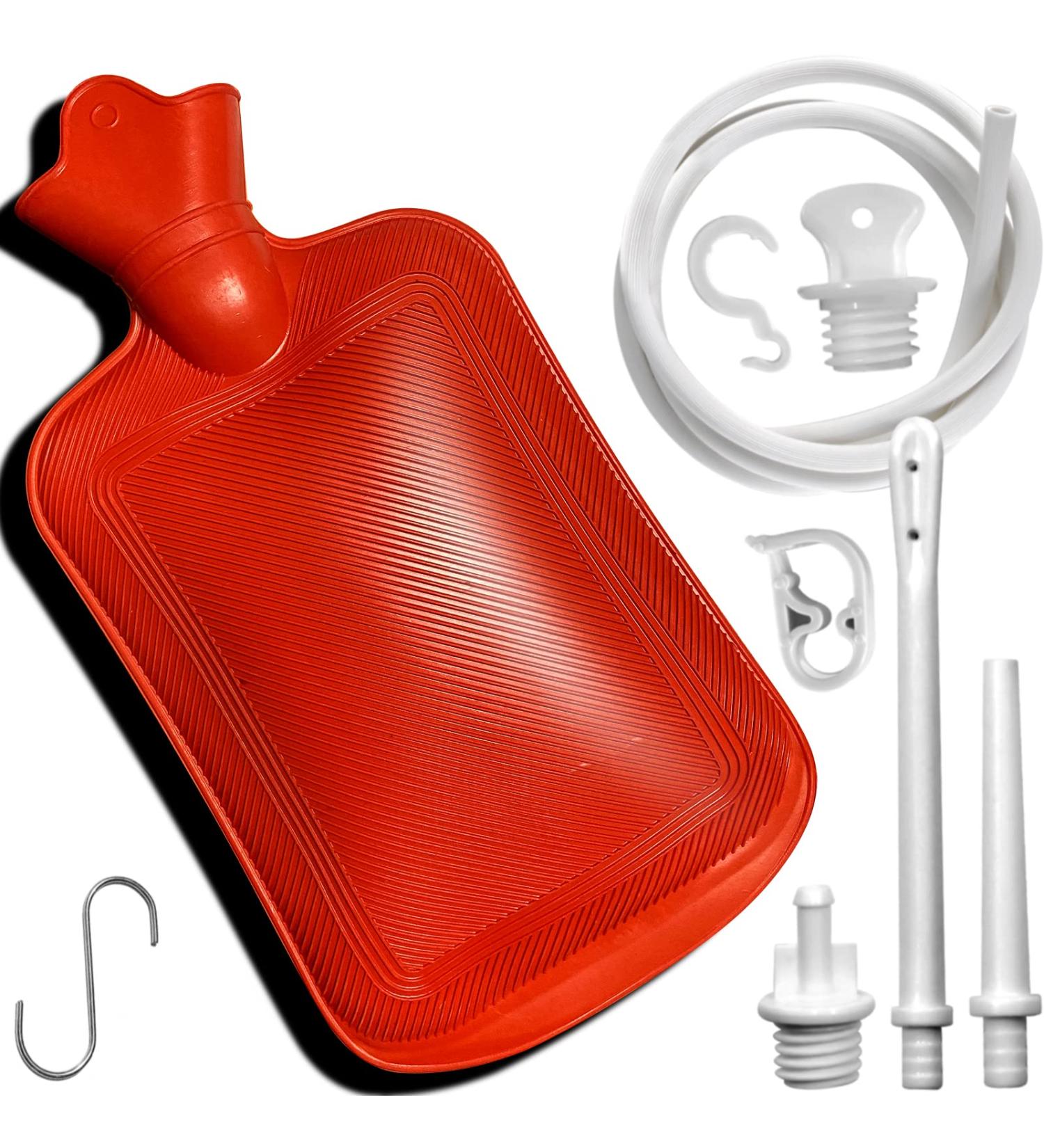 2 Quart Home Enema Bag Kit - Enema Tips, Hose, Clamp - Colon Cleansing Enemas (Red) - Buy Online on GoSupps.com
