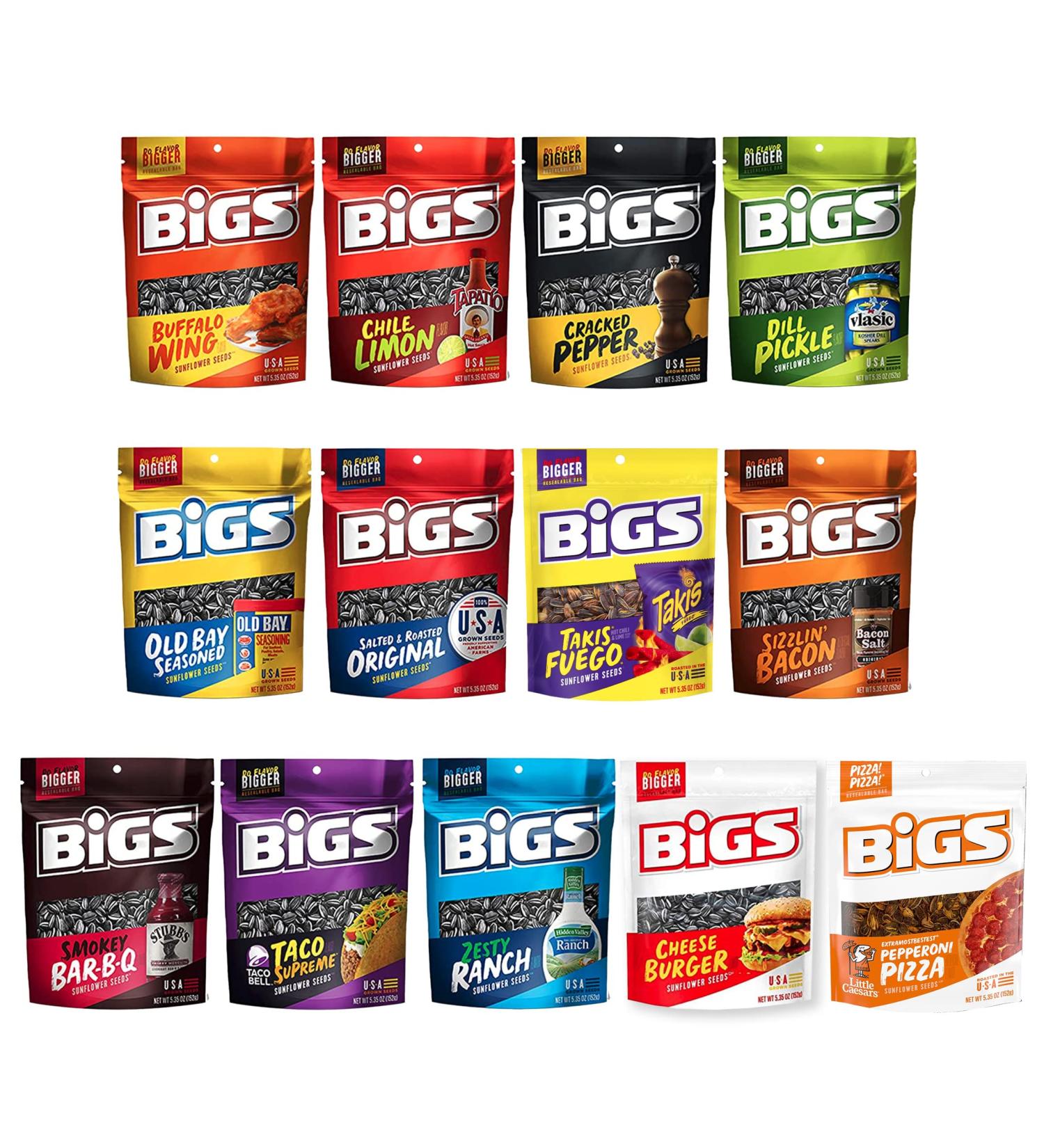Peaceful Squirrel Variety BIGS Sunflower Seeds Sampler Pack - 13 Flavors, Keto Friendly On-The-Go Snack - 5.35oz - Buy Online on GoSupps.com