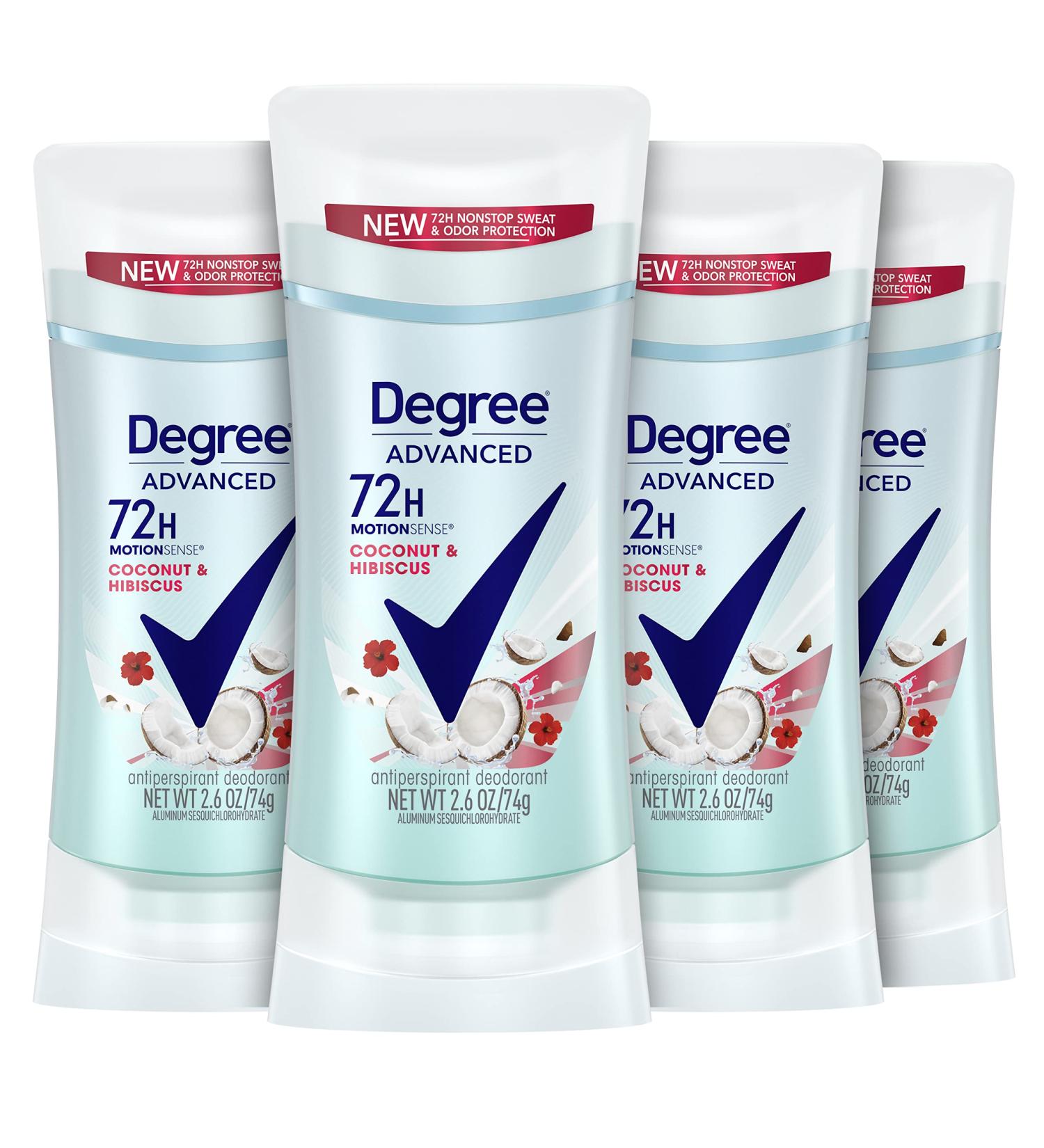Degree 72-Hour Coconut & Hibiscus Women's Antiperspirant Deodorant - 4-Pack with MotionSense Technology - Buy Online on GoSupps.com