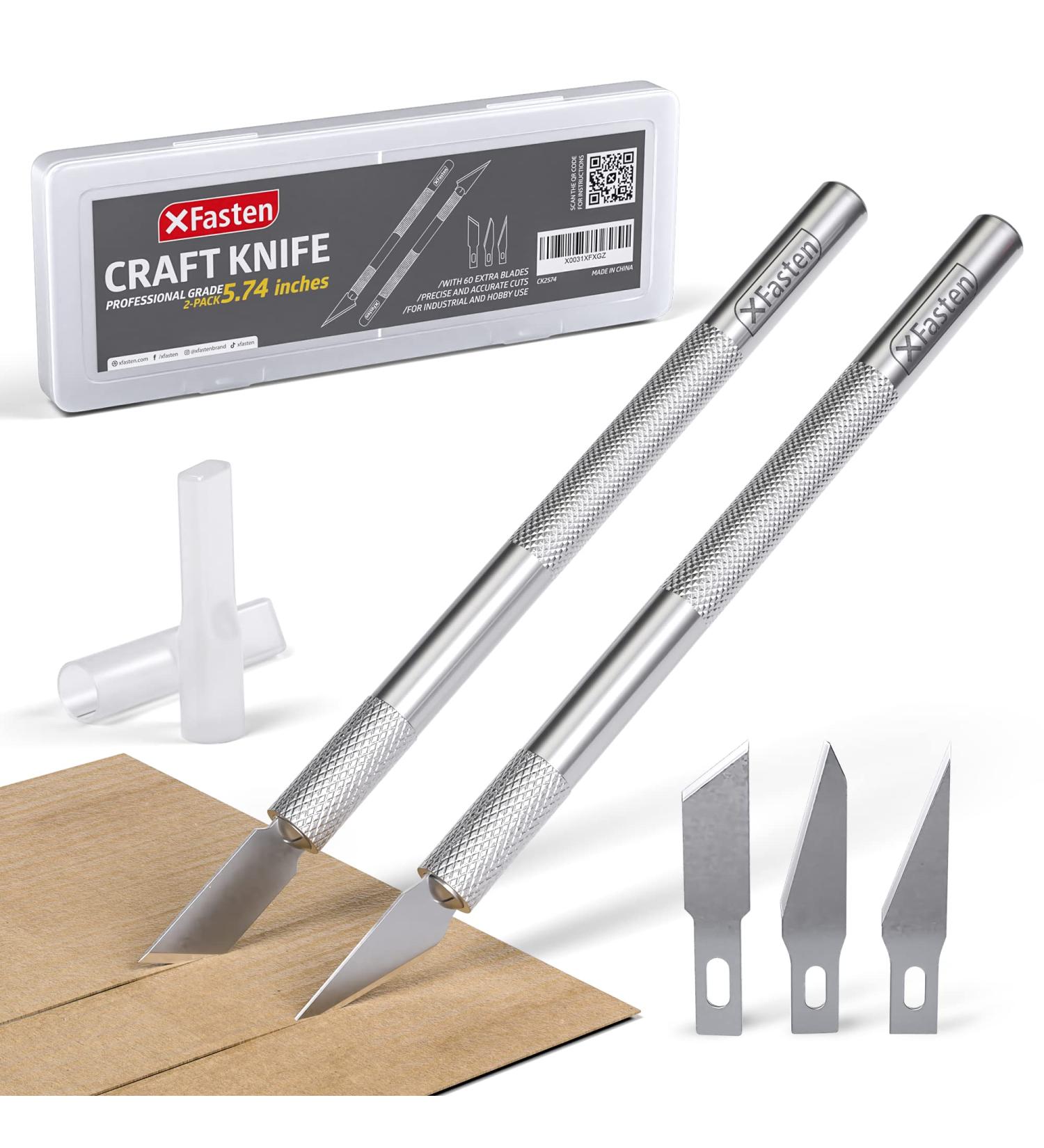 XFasten Exacto Knife Set - 2 Precision Hobby Knives with 60 Blades for Art, Crafts, and Modeling - Buy Online on GoSupps.com