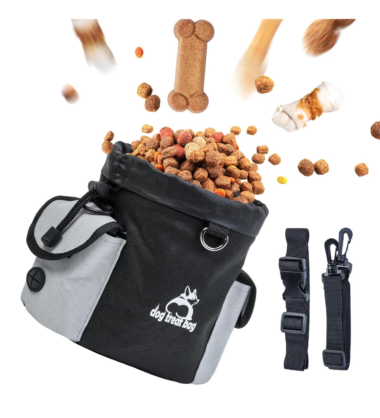 Bepilesto XL Black Dog Treat Pouch with Shoulder Straps - Ideal for Dog Walking & Training - Buy Online on GoSupps.com