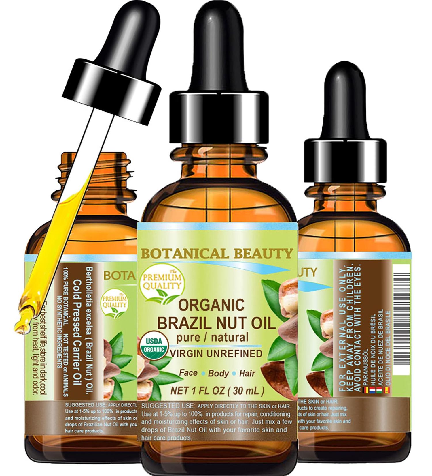 Botanical Beauty Organic BRAZIL NUT OIL Bertholletia Excelsa WILD GROWTH RAW Brazilian 100% Pure Natural Virgin Unrefined for FACE SKIN BODY HAIR NAILS FOOT CARE (1 Fl Oz 30 ml) 1 Fl Oz (Pack of 1) - Buy Online on GoSupps.com