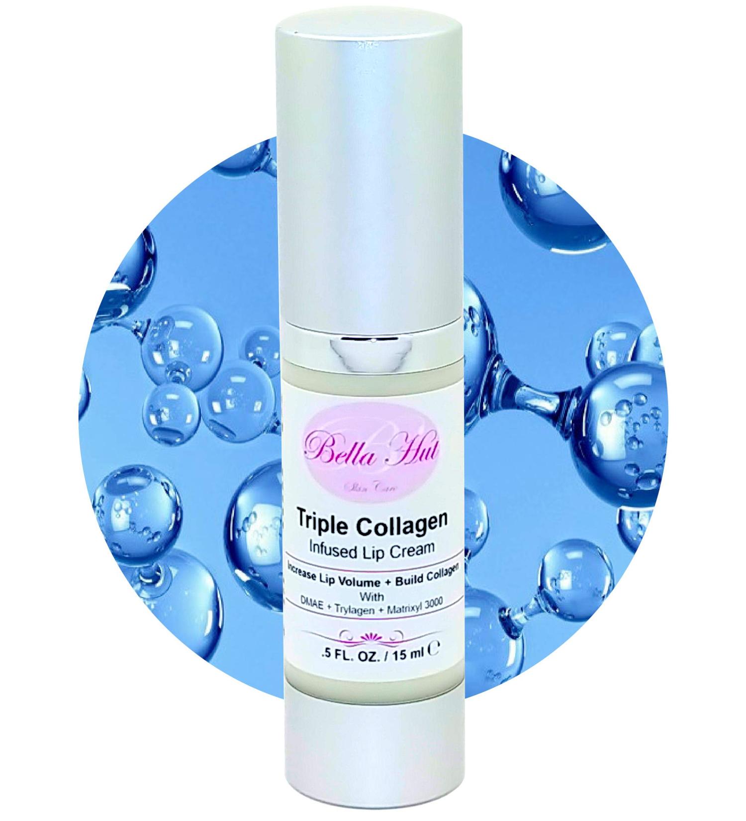 Bellahut's Triple Collagen Infused Lip Cream Plumping Redefining Wrinkle Reduction 0.5 OZ Airless Pump Bottle