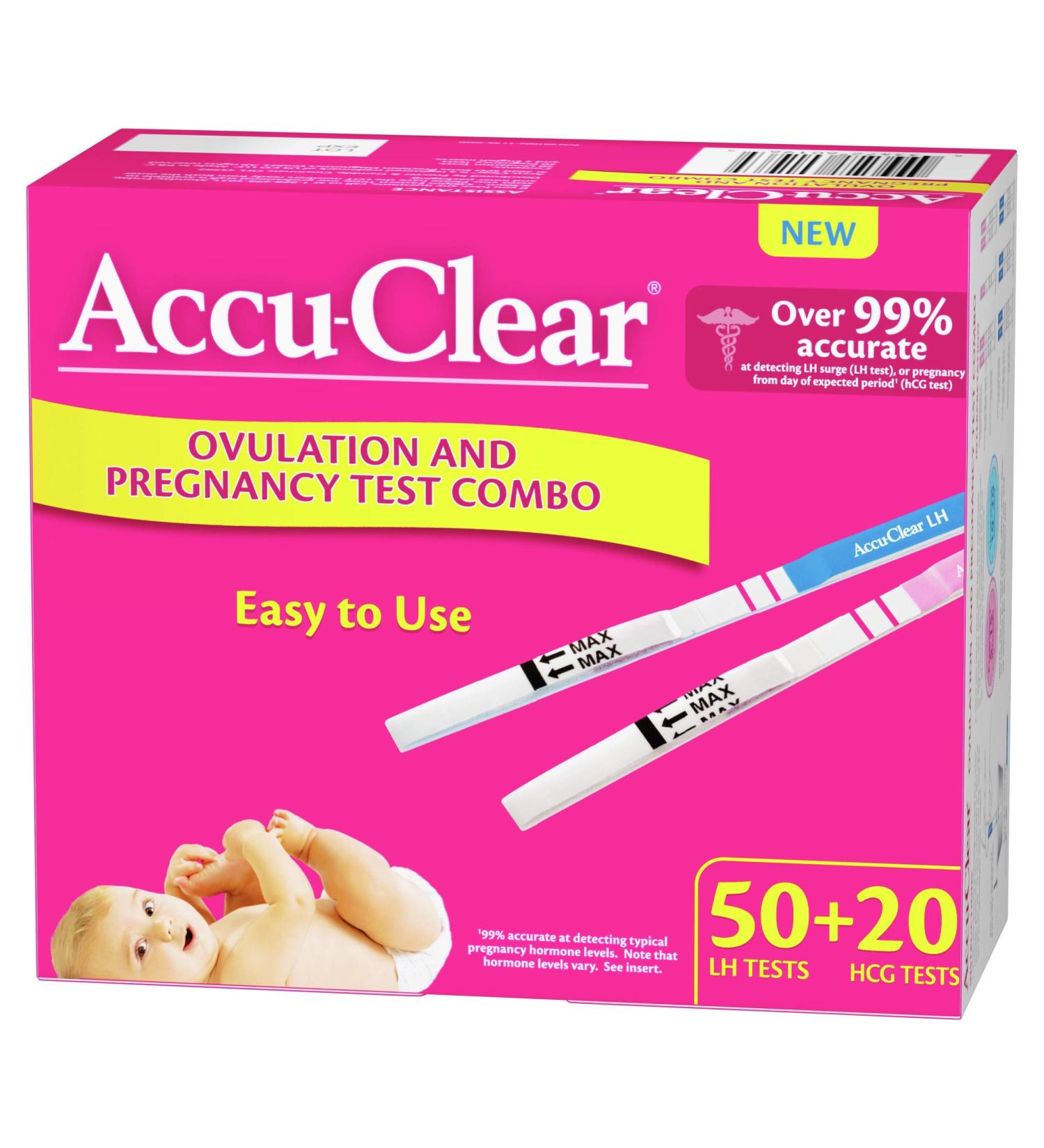 Accu-Clear 50 Ovulation and 20 Pregnancy Test Strips - 70 Count | Over 99% Accurate Tests - Buy Online on GoSupps.com