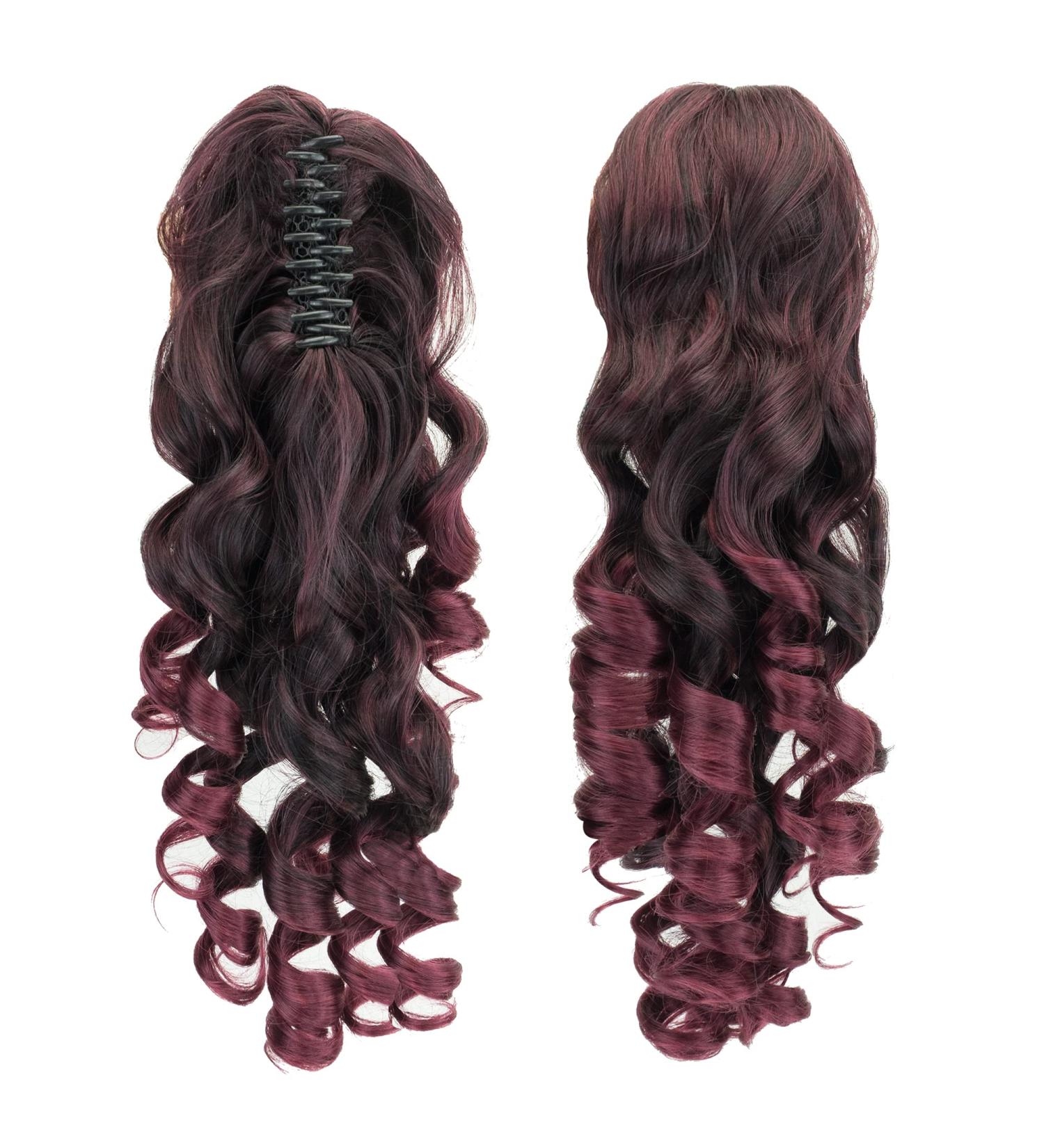 IMISSU Long Curly Claw Ponytail Clip On Hair Extension Pony Tail Hair Piece (Black Ombre Burgundy 1T118) - Buy Online on GoSupps.com
