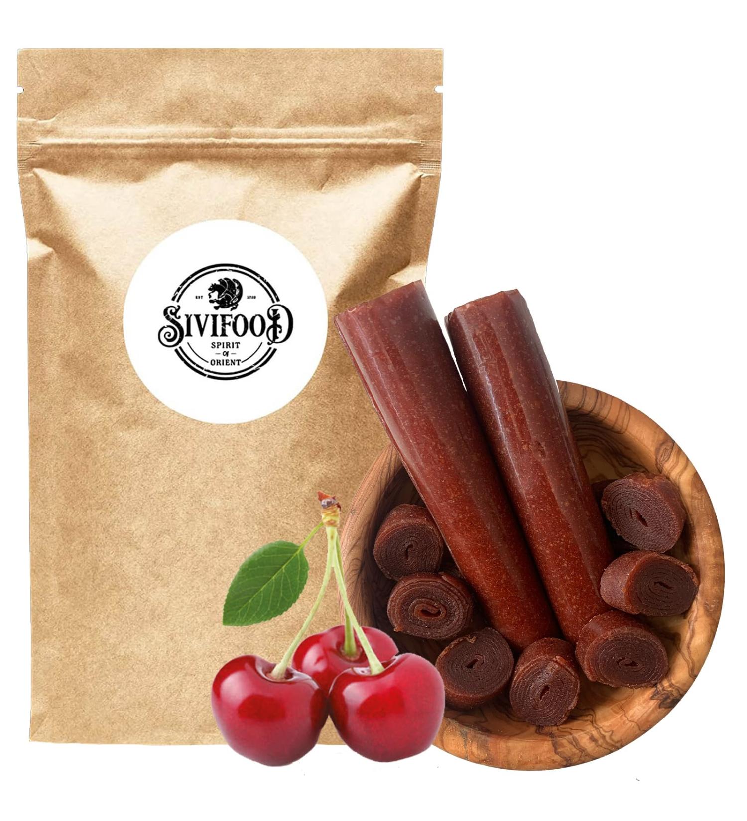 Sivifood fruit leather lavashak sour cherry 200 g - cherry fruit rolls - pack of 2 rolls of very fine fruit paste dried fruit - Buy Online on GoSupps.com
