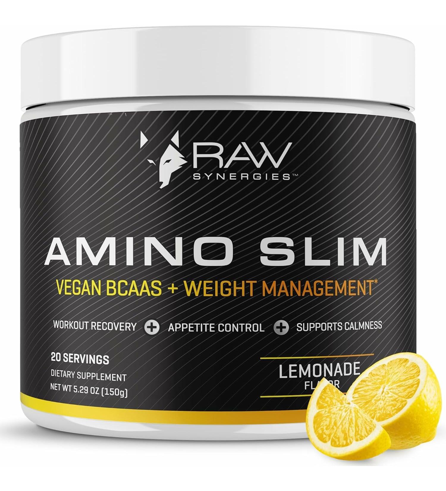 Amino Slim: Vegan BCAA Weight Loss Drink for Women | Post Workout Recovery & Fat Burning | Appetite Suppressant & Metabolism Booster | Stress Relief Lemonade 5.29oz - Buy Online on GoSupps.com
