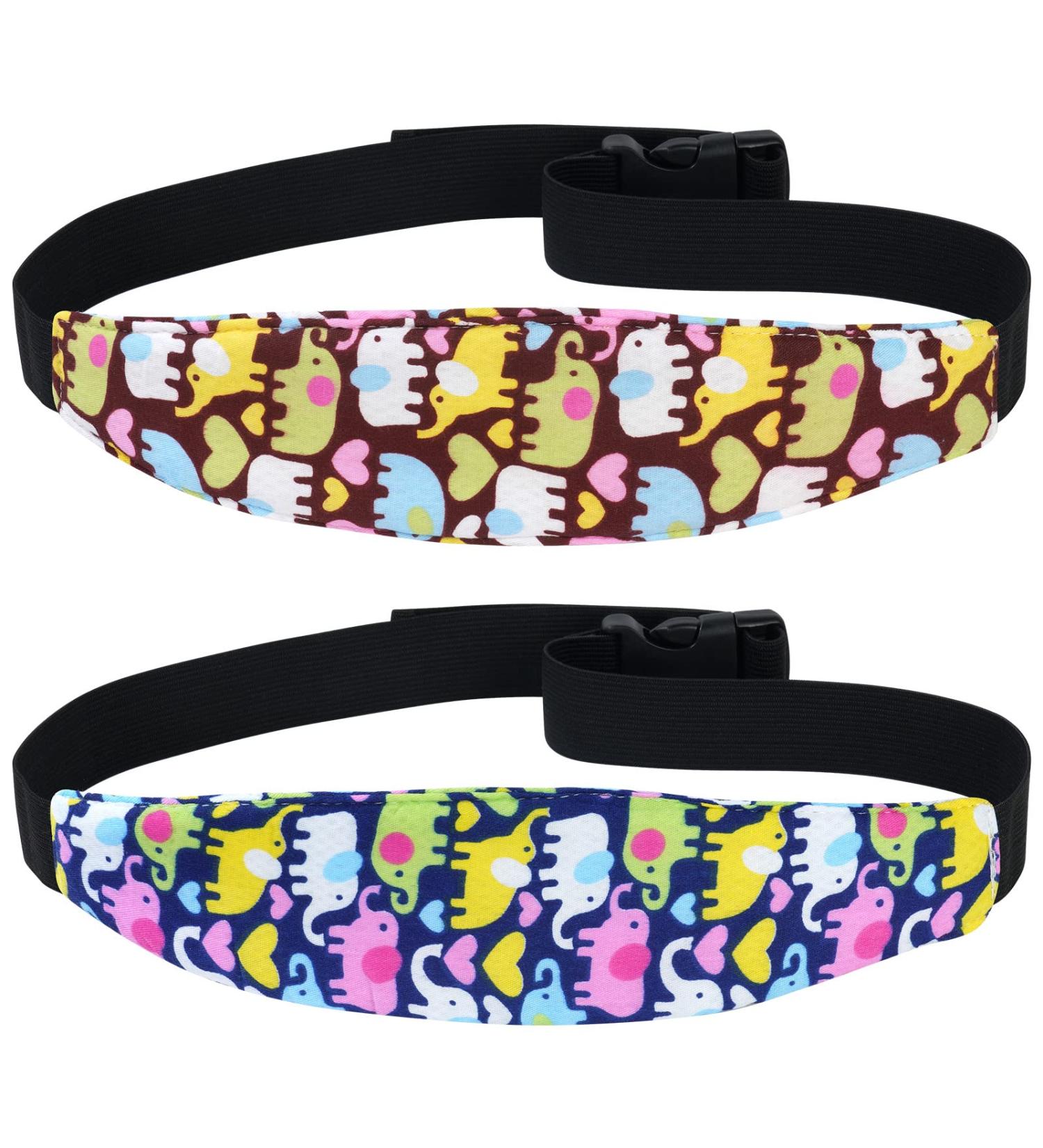 URAQT Baby Kids Safety Head Support Hugger Toddler Car Seat Head Strap - Blue/Purple Elephant Design | Neck Protection Belt 2pcs - Buy Online on GoSupps.com