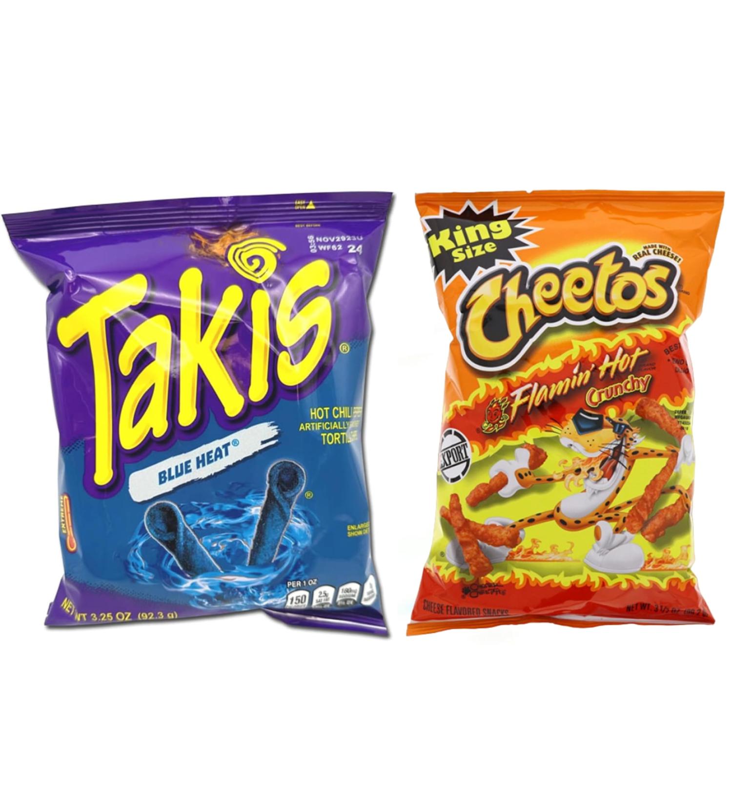 Takis Blue Heat Limited Edition 3.25oz + American Cheetos Crunchy Flamin Hot 3.5oz - LIMITED EDITION - Value Pack - Buy Online on GoSupps.com