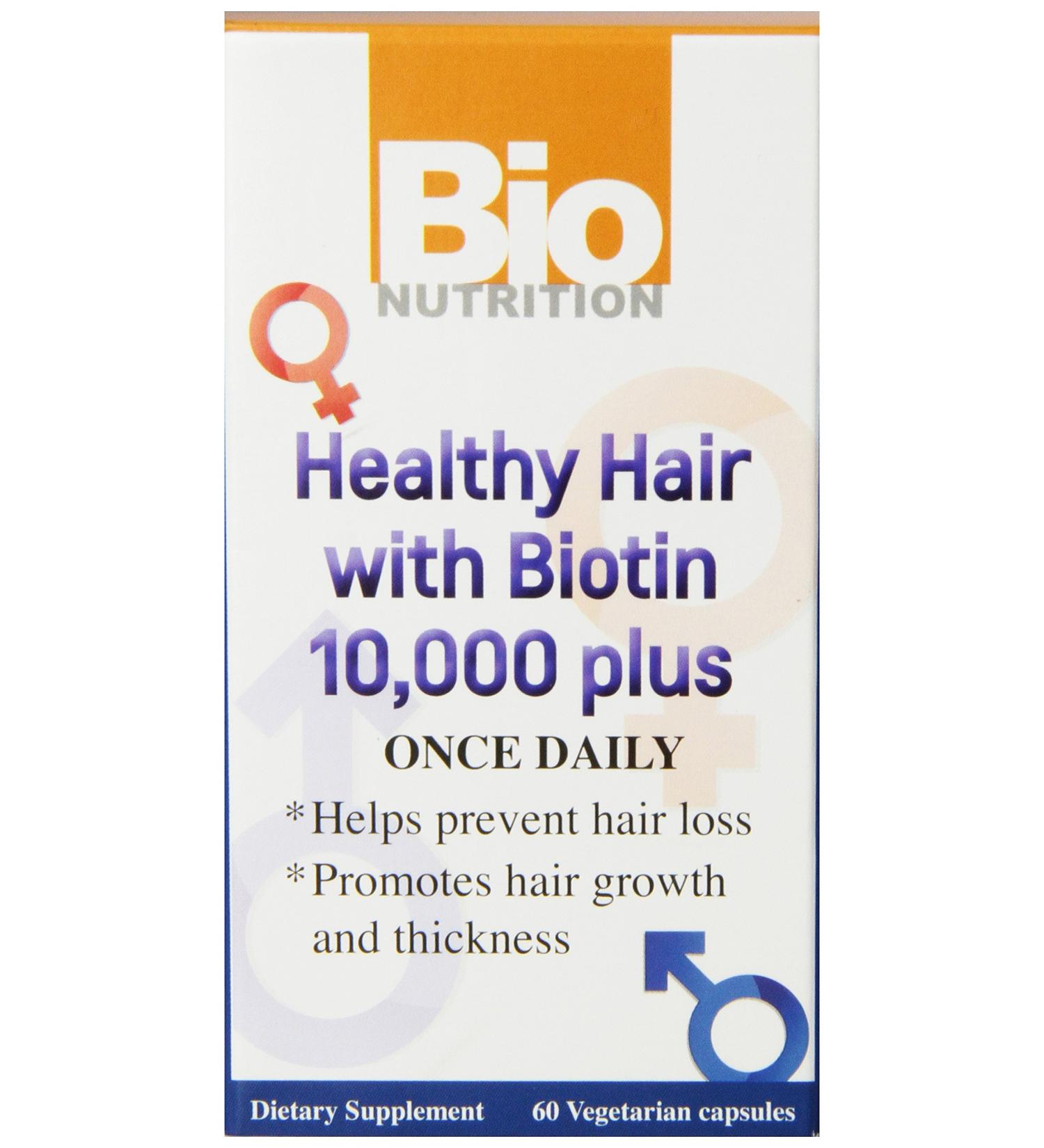 Bio Nutrition Healthy Hair Biotin Vegi-Caps 60 Count - Promote Hair Growth and Strength - Buy Online on GoSupps.com