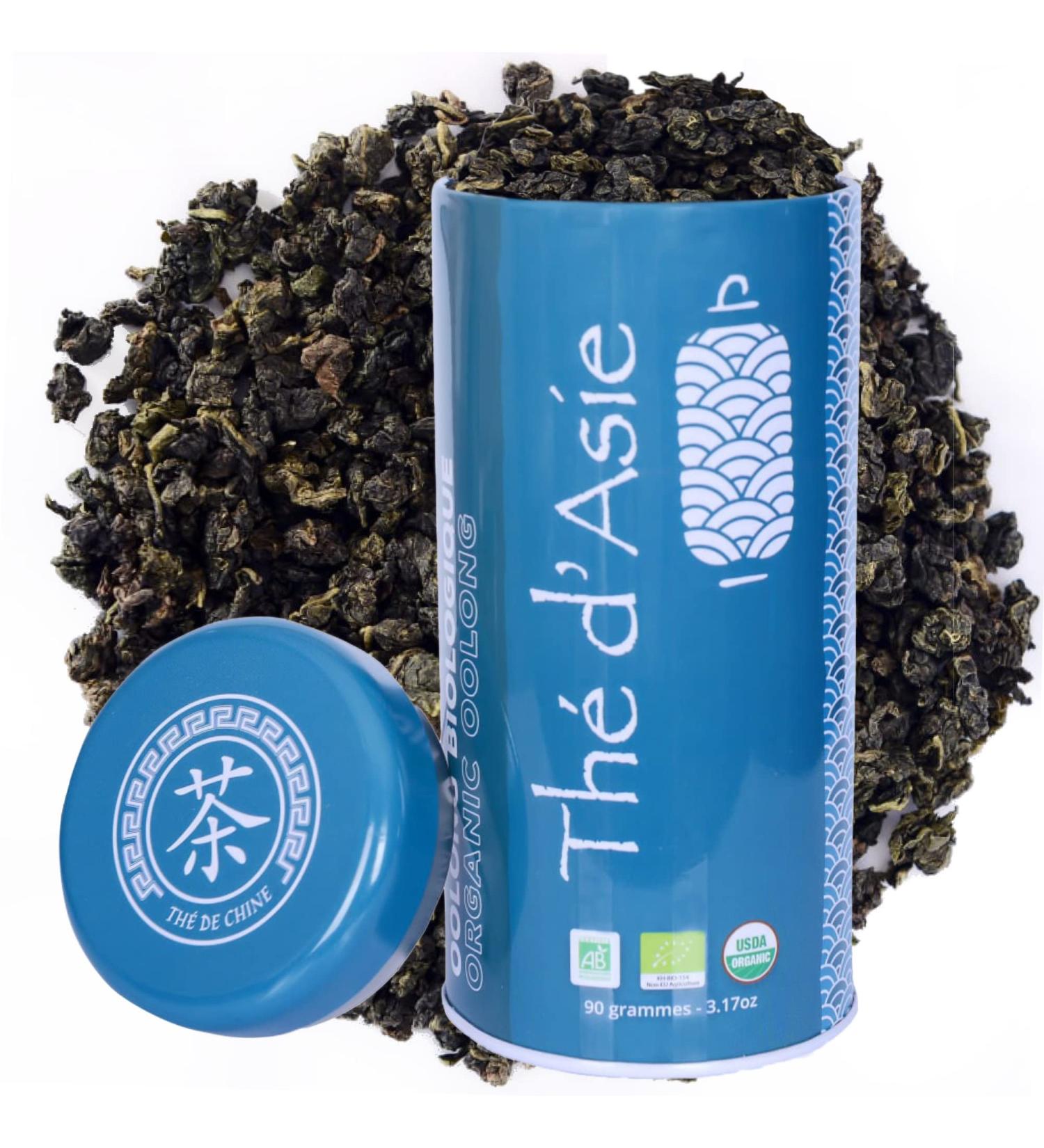 KHLA Blue Tea Oolong Bio - 90g Metal Box | Organic Slimming Herbal Tea from China | Weight Loss Diet | Bulk Dried Leaves - Buy Online on GoSupps.com