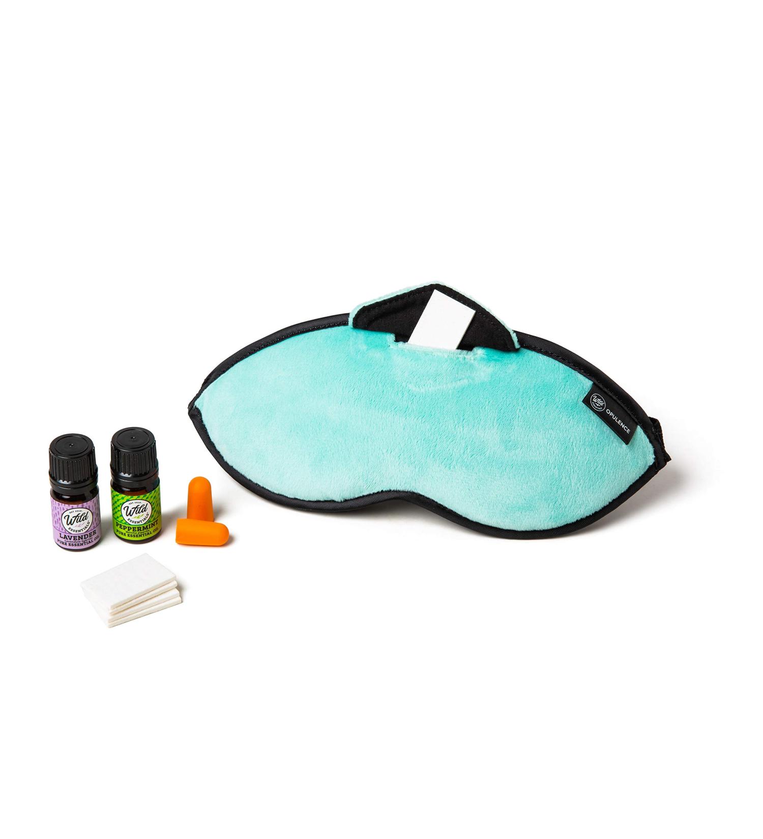 Redolence Aromatherapy Plush Sleep Mask Set with Lavender and Peppermint Essential Oils - Calm Sea Green - Buy Online on GoSupps.com
