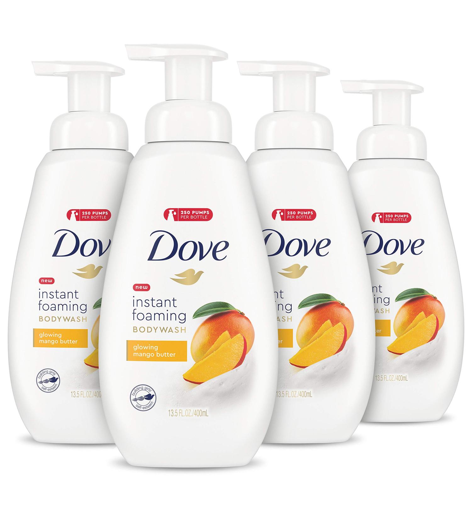 Dove Foaming Body Wash with Mango Butter - 13.5 oz (Pack of 4) | For Glowing Skin - Buy Online on GoSupps.com