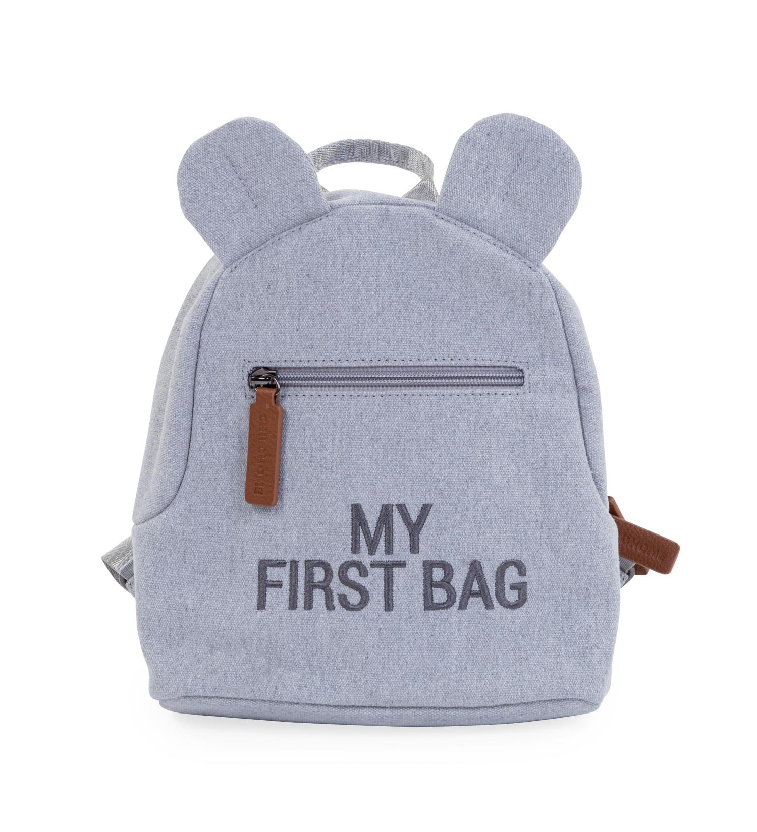 Childhome Children's Backpack | Baby School & Kindergarten Bag | Water Repellent 2 Compartments Lunchbag/Bottles Removable Safety Buckle - My First Bag in Light Gray - Buy Online on GoSupps.com