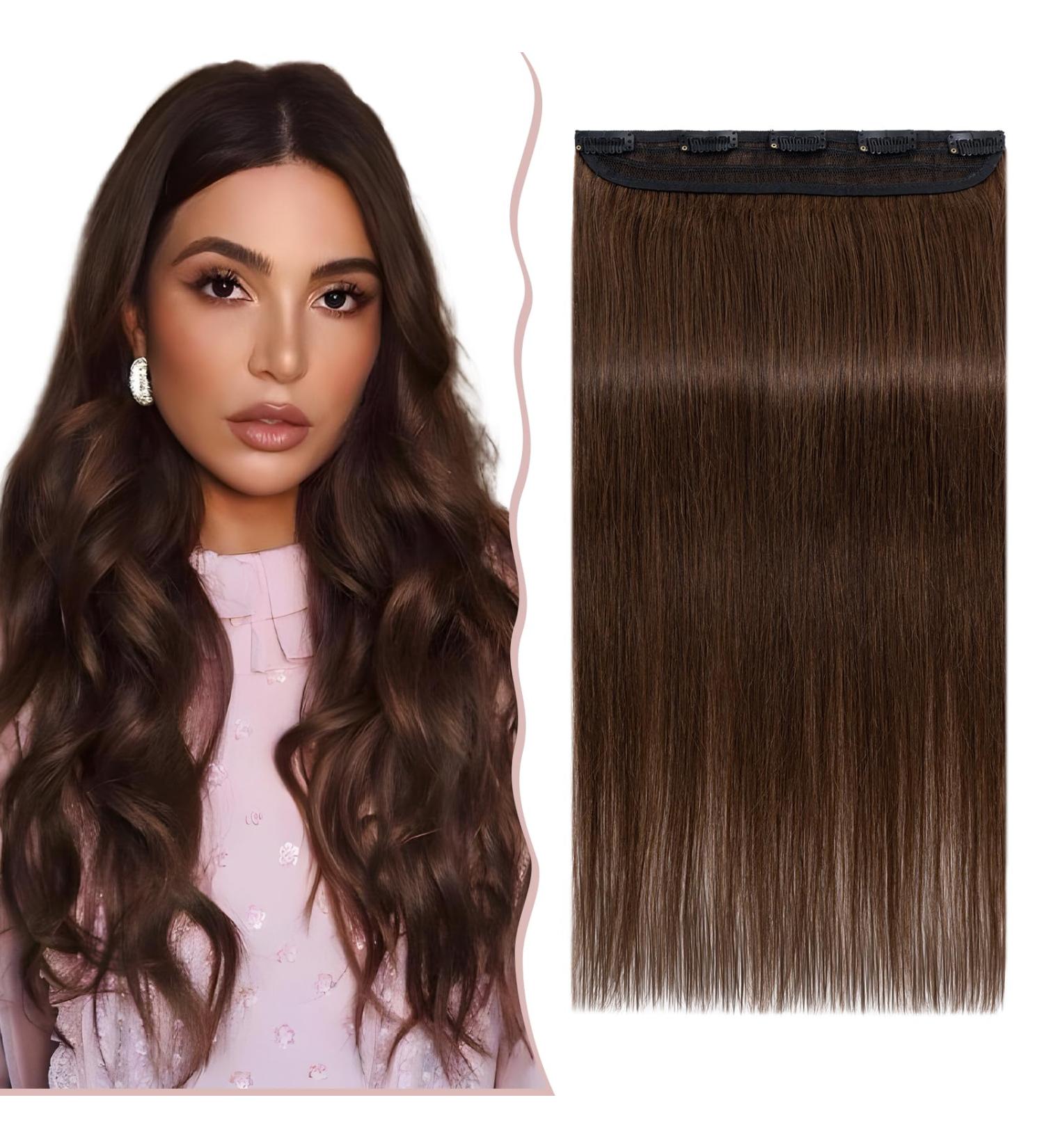 22 inch SEGO One Piece Clip in Human Hair Extension #4 Medium Brown Straight (55g) - Buy Online on GoSupps.com