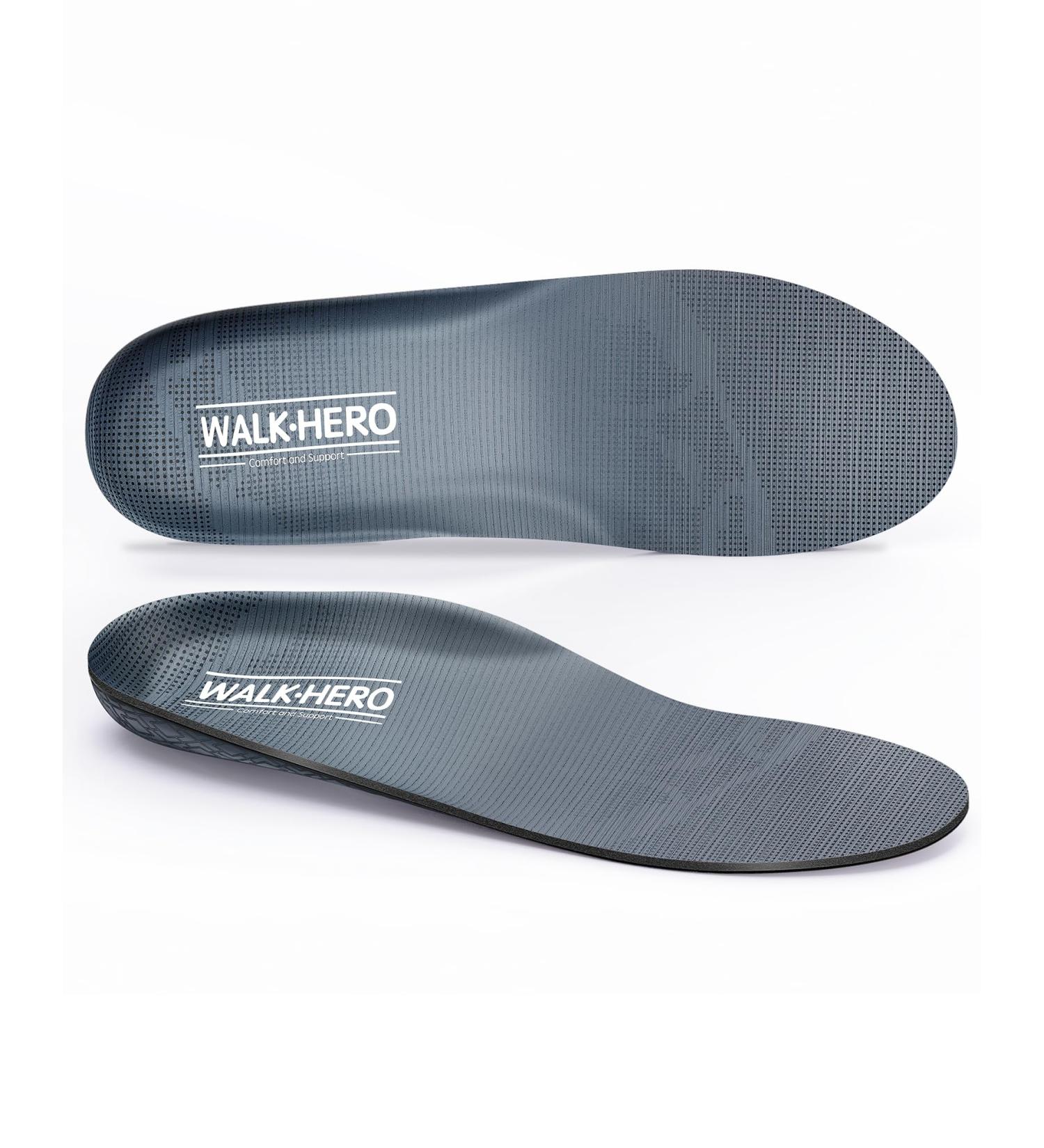 Walkhero Orthotic Insoles for Plantar Fasciitis Relief - High Arch Support Gray Men s 10-10.5 & Women s 12-12.5 - Buy Online on GoSupps.com