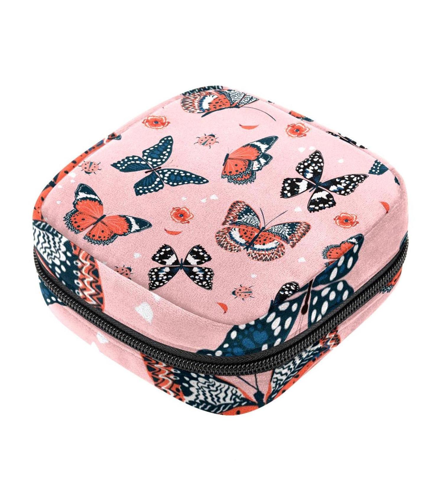 Shop Sweet Butterflies & Ladybug Patterns - Women's Pocket Menstrual Pad Bag & Zip Pocket for Teens - Buy Online on GoSupps.com