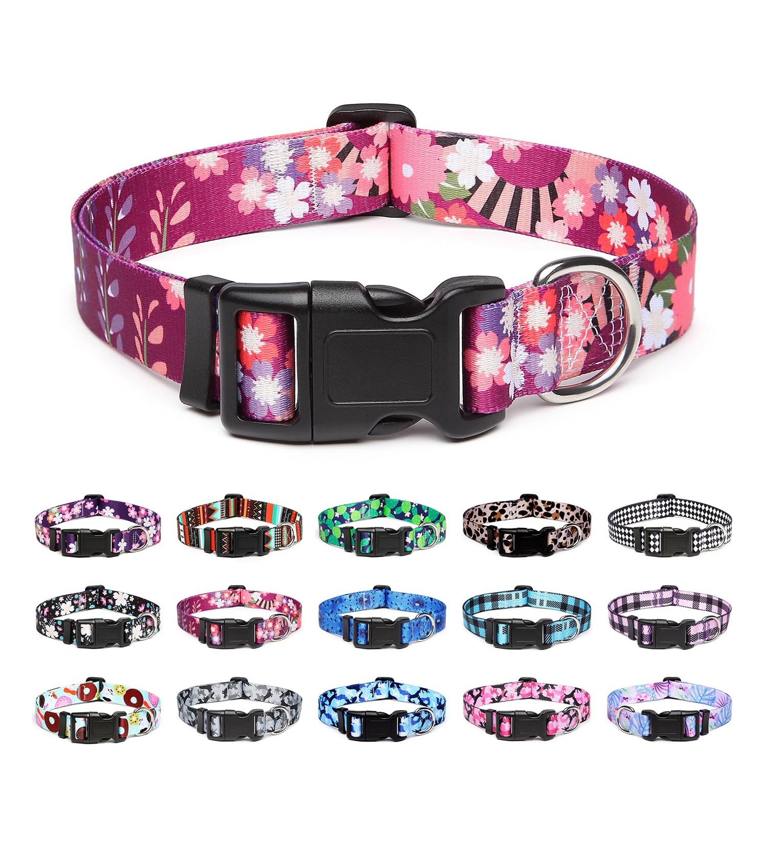 Buy Mercano Adjustable Dog Collar - Soft Nylon Comfort & Durable Pattern for Small to Medium Dogs & Cats (L Colorful Flowers) - Buy Online on GoSupps.com