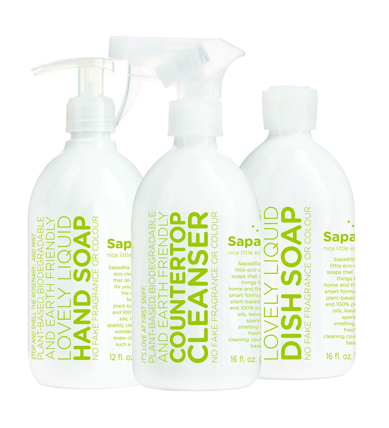 Sapadilla Rosemary + Peppermint Variety Pack - 16 oz Hand Soap, Dish Soap, Countertop Cleanser - Buy Online on GoSupps.com