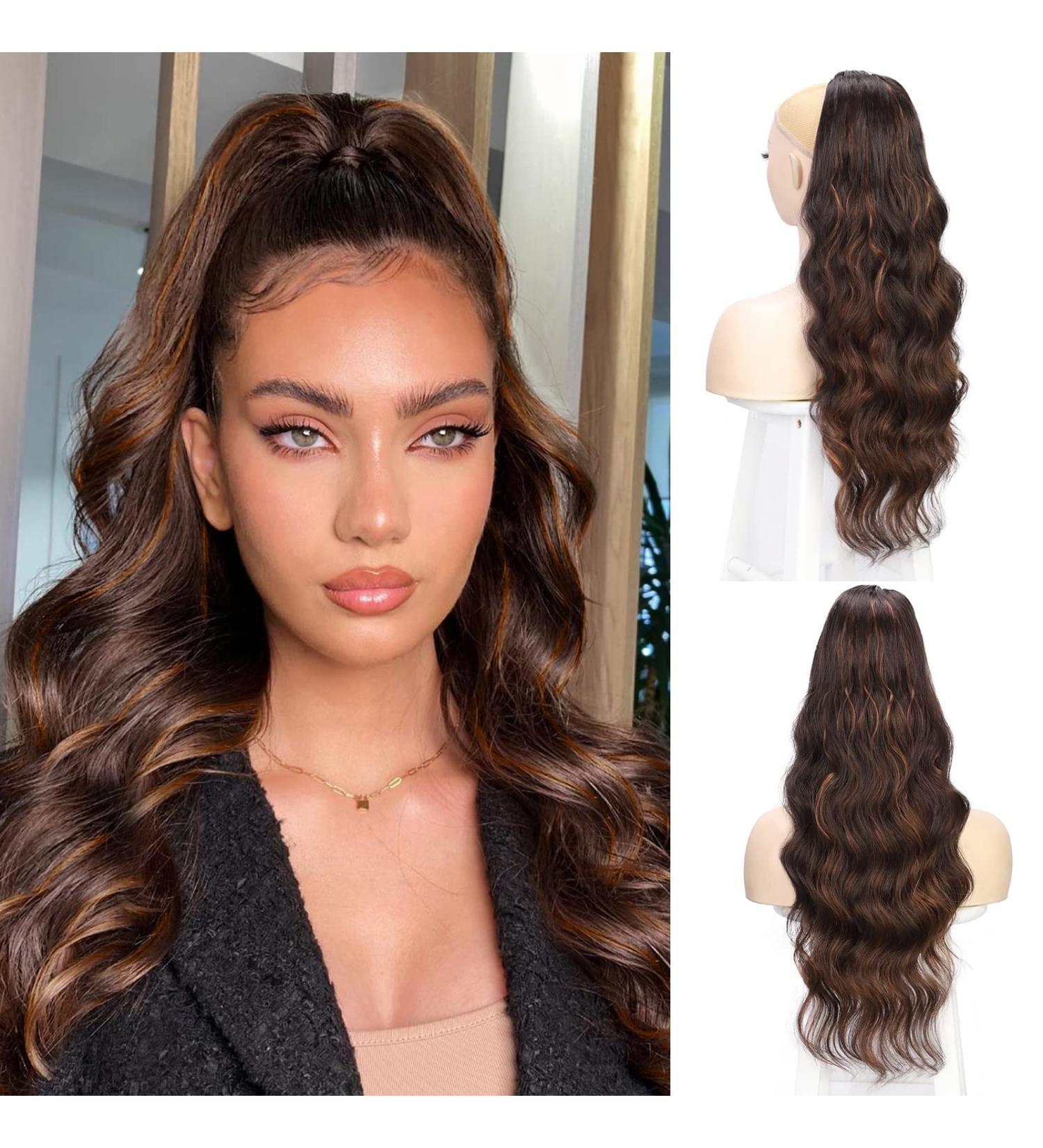 Wavy Ponytail Extensions for Women - Synthetic Clip-On Body Wave & Curly Hairpiece (430) - Buy Online on GoSupps.com