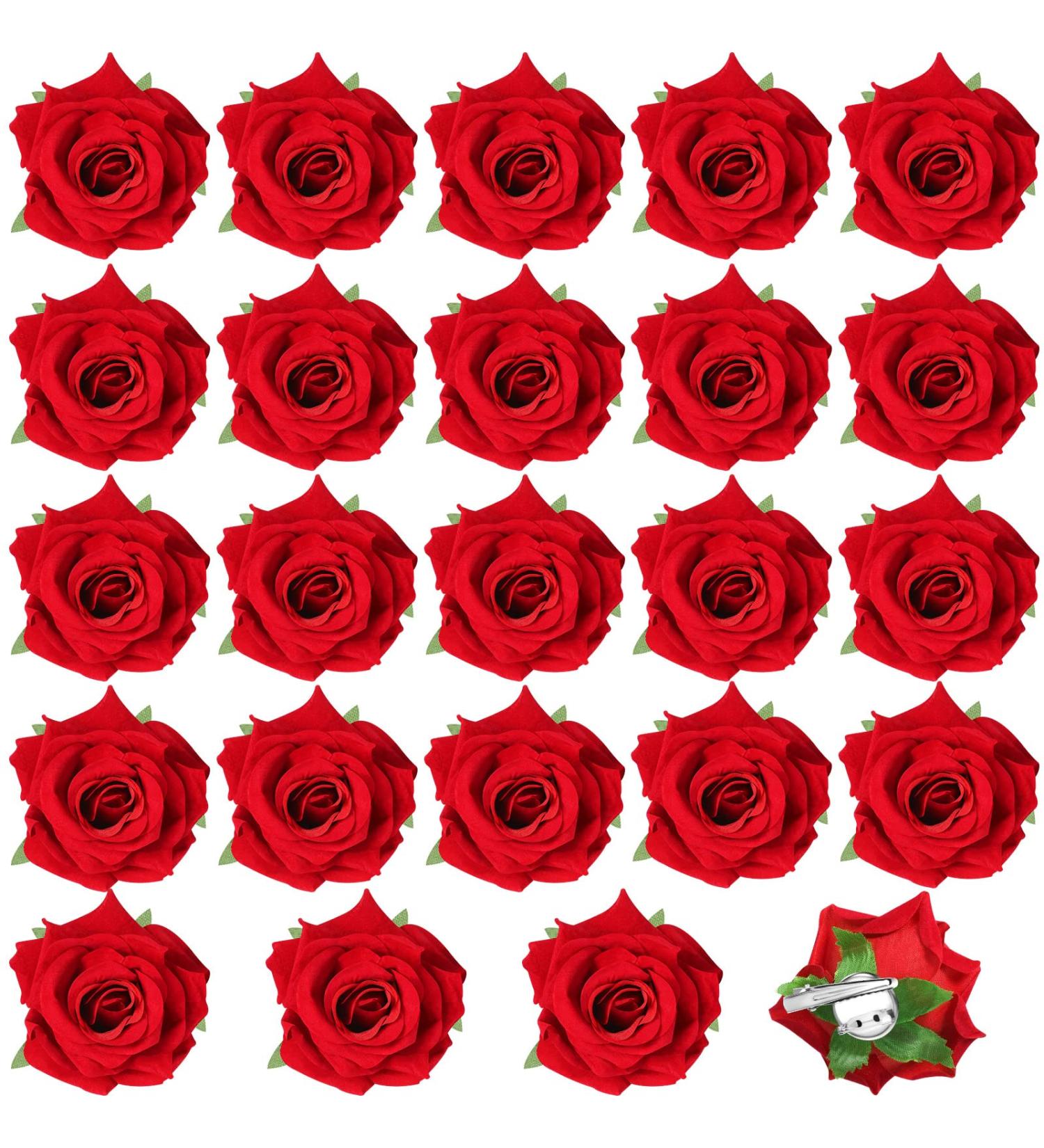 24 Pieces Red Rose Flower Hair Clips and Brooches for Women and Girls - Elegant Boho Floral Hair Accessories - Buy Online on GoSupps.com