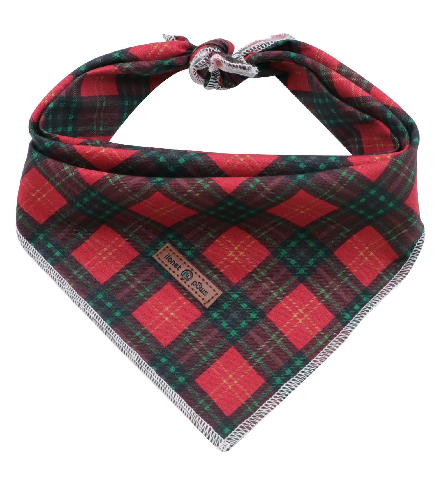 Lionet Paws Dog Bandana - Red & Green Checked Triangular Scarf for Small Medium & Large Dogs - Pack of 1 - Buy Online on GoSupps.com