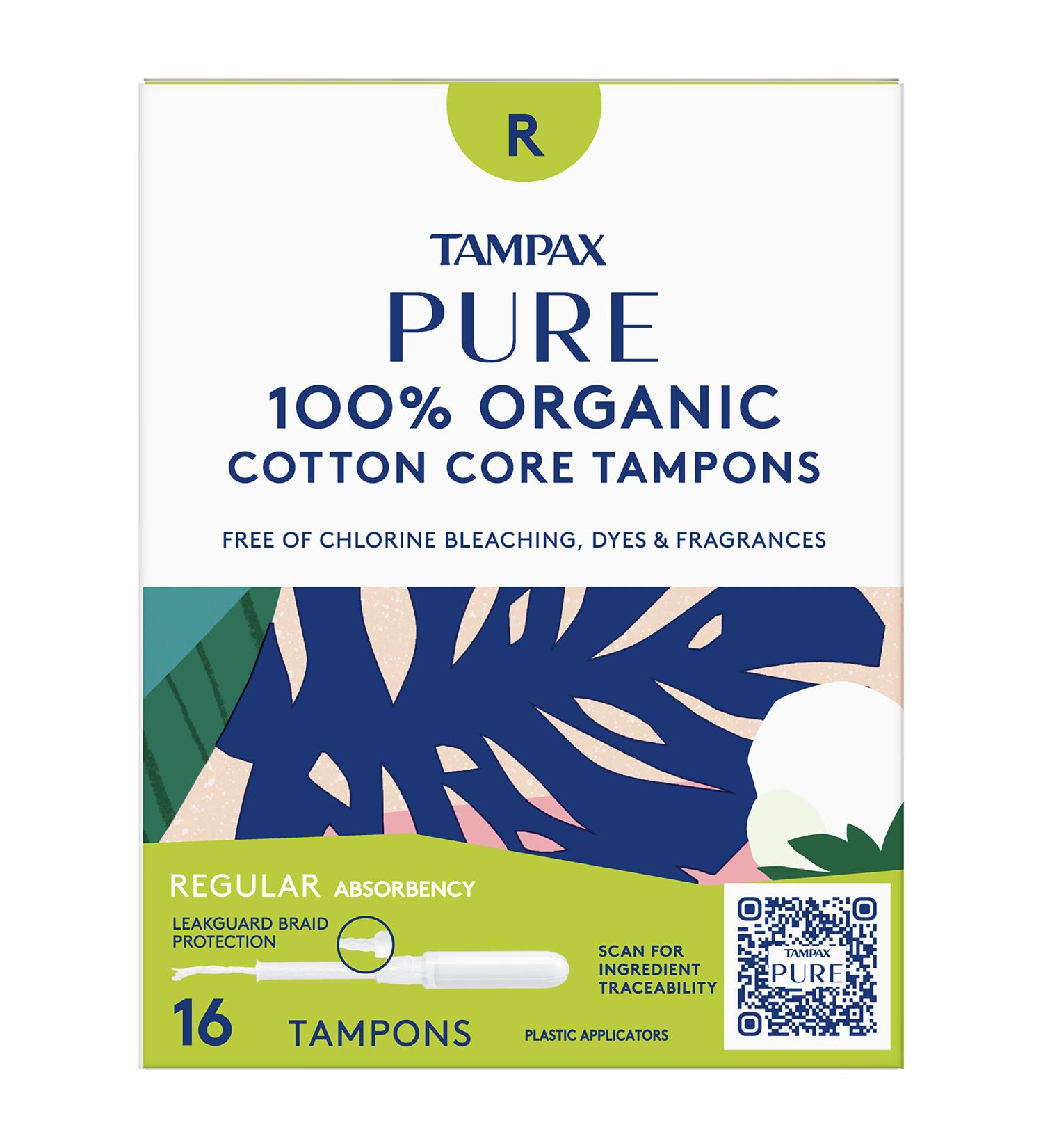 Tampax Pure Tampons Regular Absorbency Unscented - 48 Count (3 Packs of 16) - Buy Online on GoSupps.com