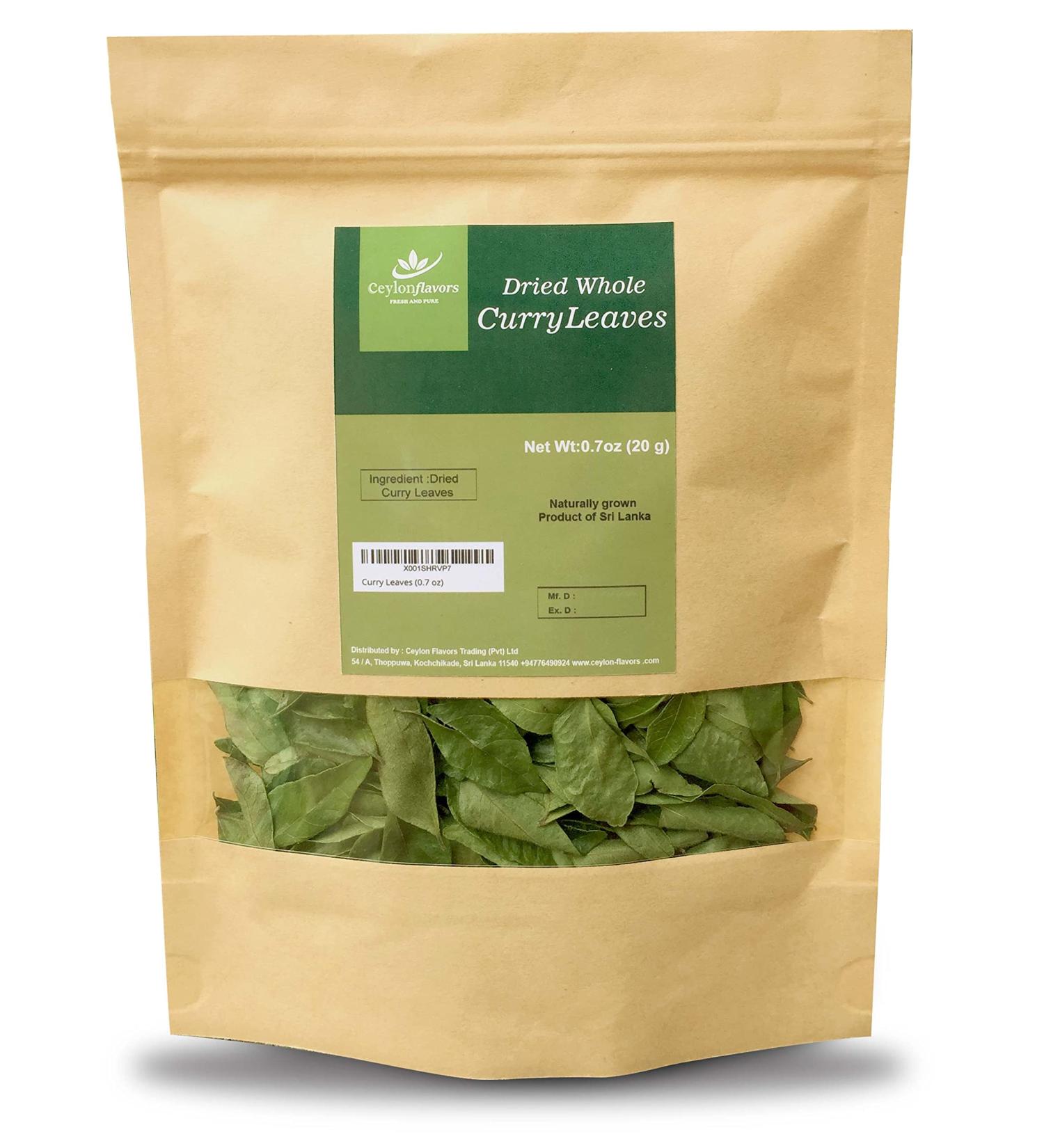 Ceylon Flavors Organic Curry Leaves - Gluten Free Natural Air Dried Herbs 0.7oz - Buy Online on GoSupps.com
