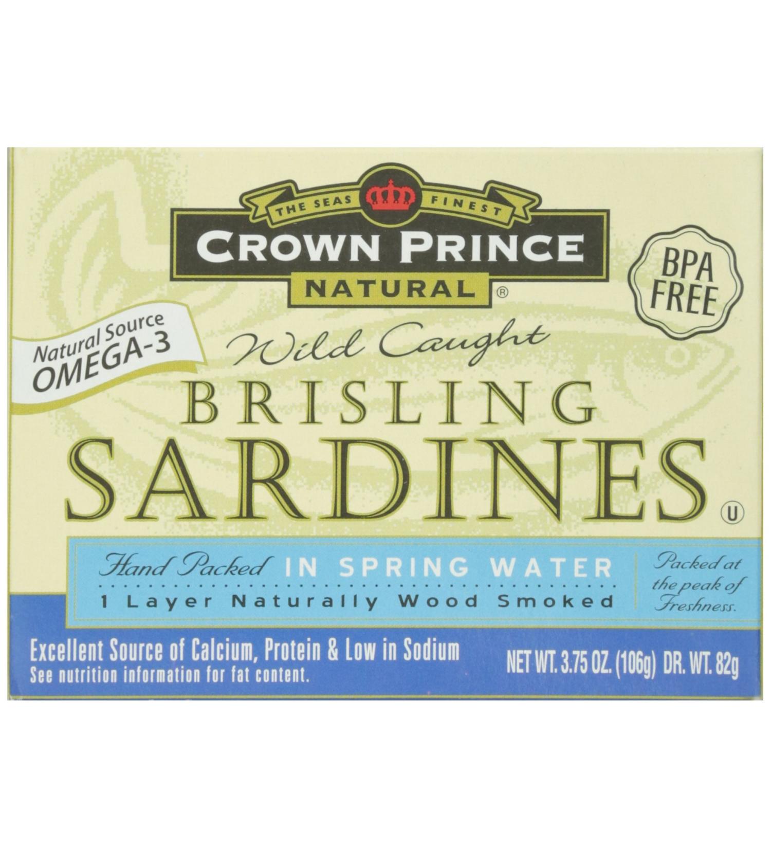 Crown Prince Brisling Sardines in Water - 3.75 oz | Premium Seafood - Buy Online on GoSupps.com