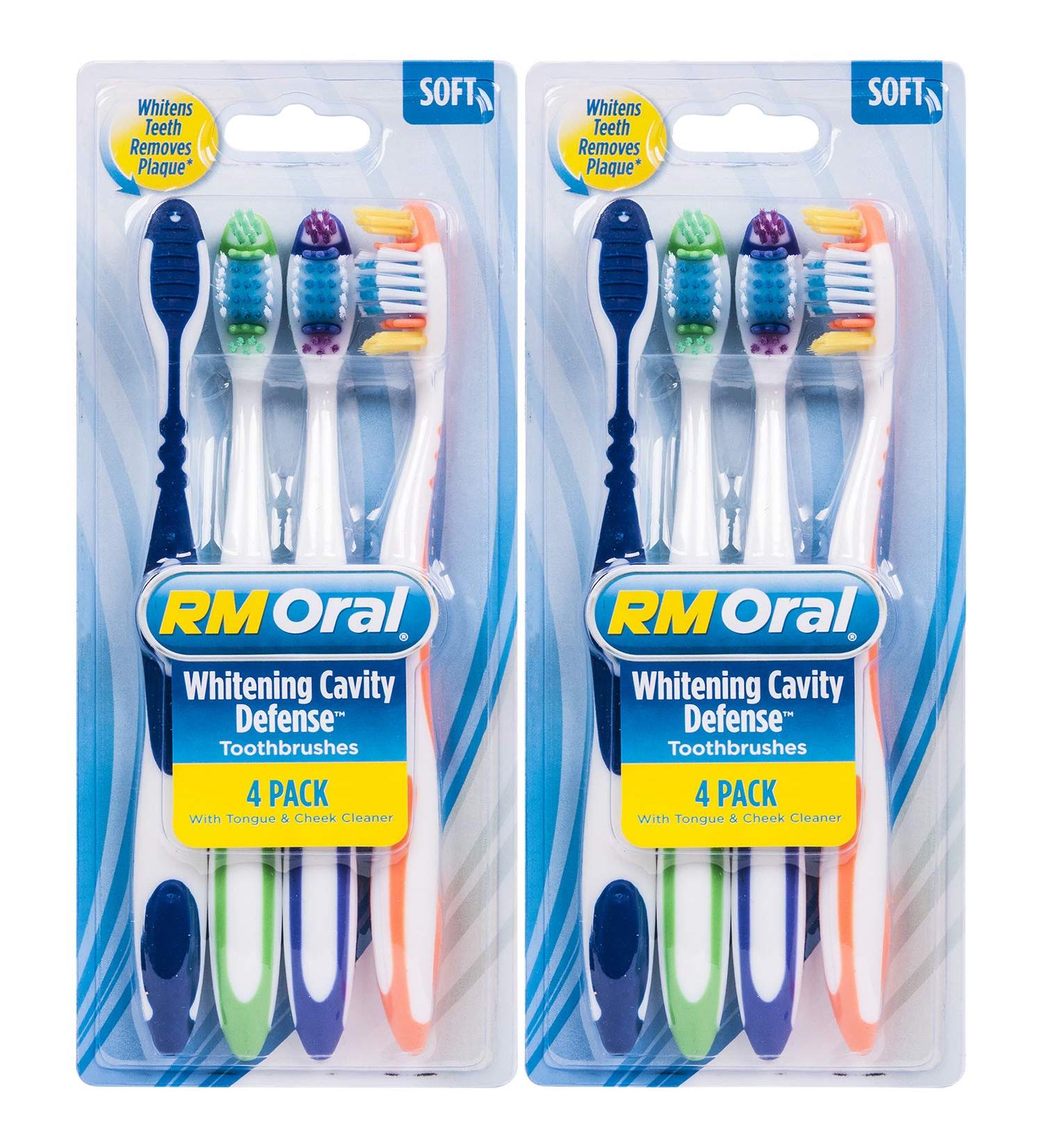 RM Oral Whitening Cavity Defense Soft Toothbrushes 4 Count Twin Pack - Gentle Cleaning for Brighter Smiles - Buy Online on GoSupps.com