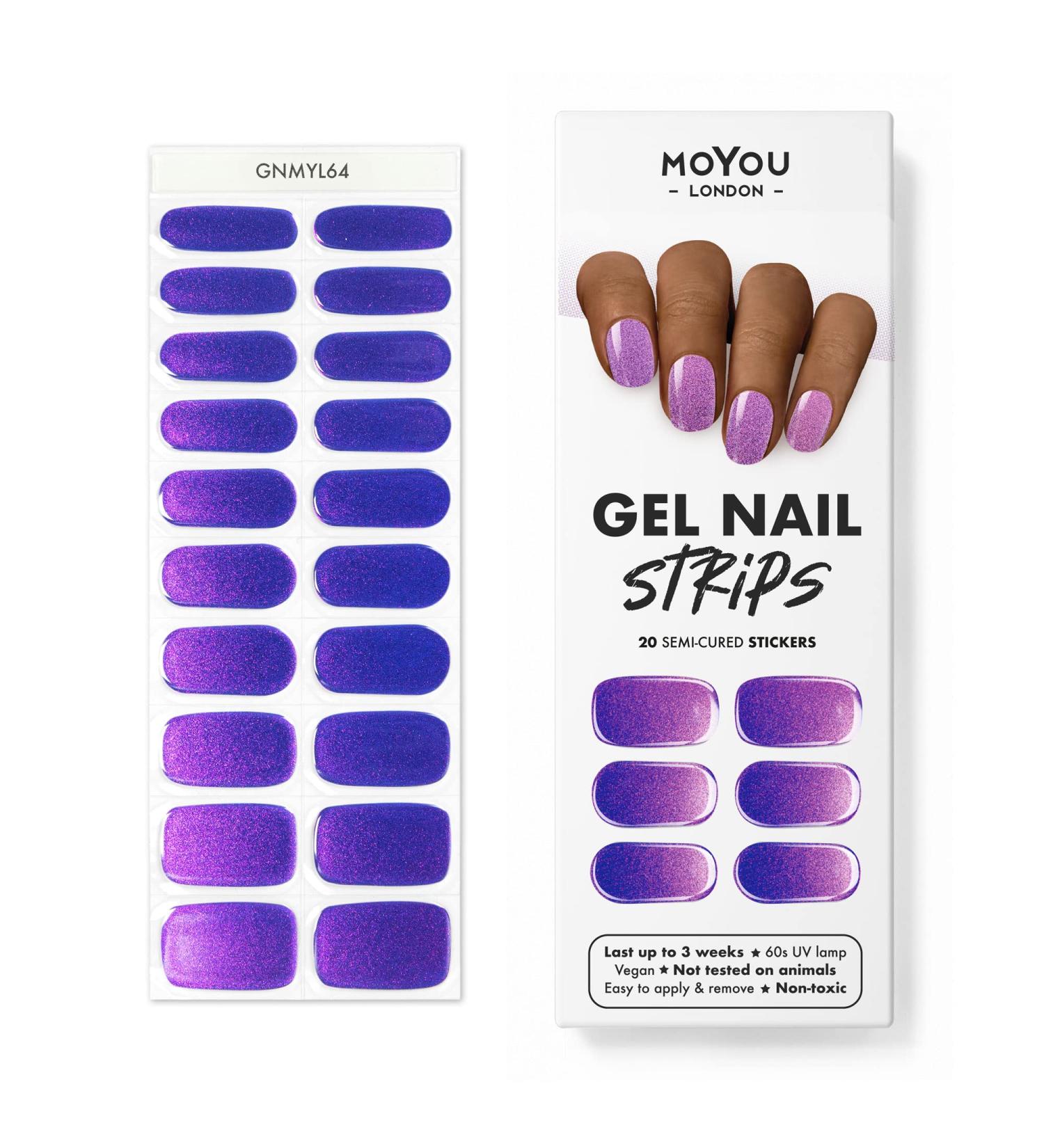 Moyou London Gel Nail Strips - Buy 3, Get 1 Free UV Lamp | Wisteria Shine | Easy Apply & Remove for Salon-Quality Manicure - Buy Online on GoSupps.com