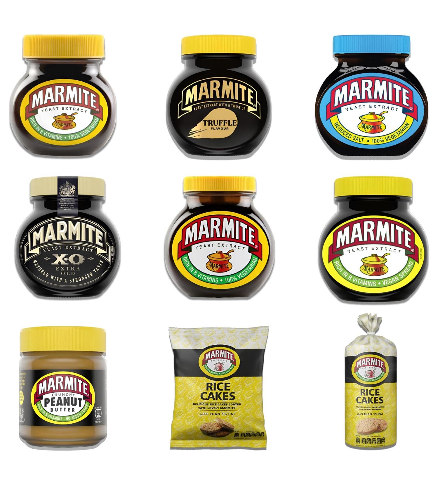 Marmite Yeast Pick N Mix - Create Custom Yeast Combo with 12+ Flavours | Rice Cake Peanut Butter Reduced Salt Truffle | Gift Set for Yeast Lovers - Pack of 5 - Buy Online on GoSupps.com