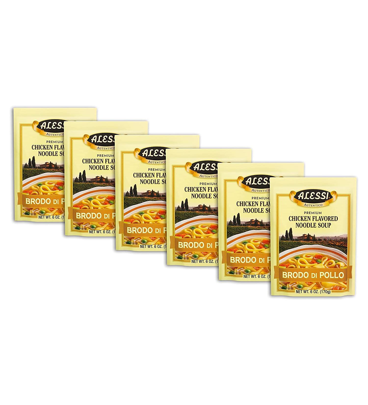Alessi Chicken Flavored Noodle Soup Mix - Brodo di Pollo 6oz (Pack of 6) | Gourmet Meal Solution - Buy Online on GoSupps.com