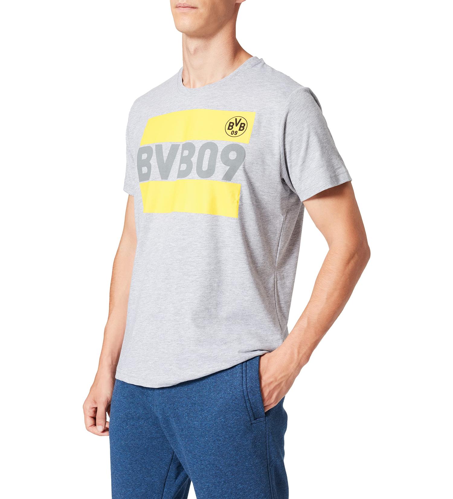 Buy Borussia Dortmund Unisex BVB T-Shirt in L Grey | International Shipping Available! - Buy Online on GoSupps.com